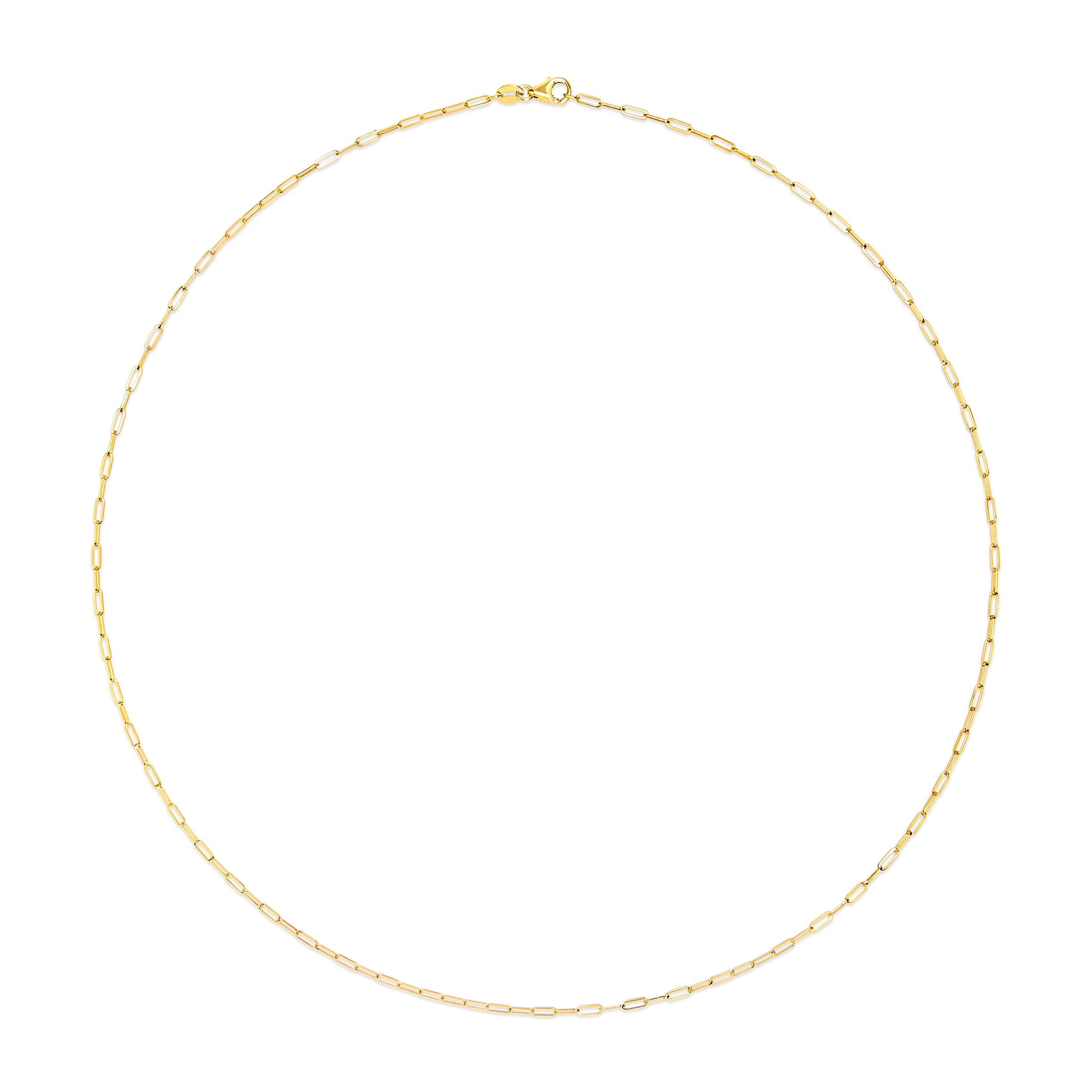 Unisex Solid 14K Yellow Gold 1.5mm Paperclip Chain Necklace - 18 Inches DestGlow