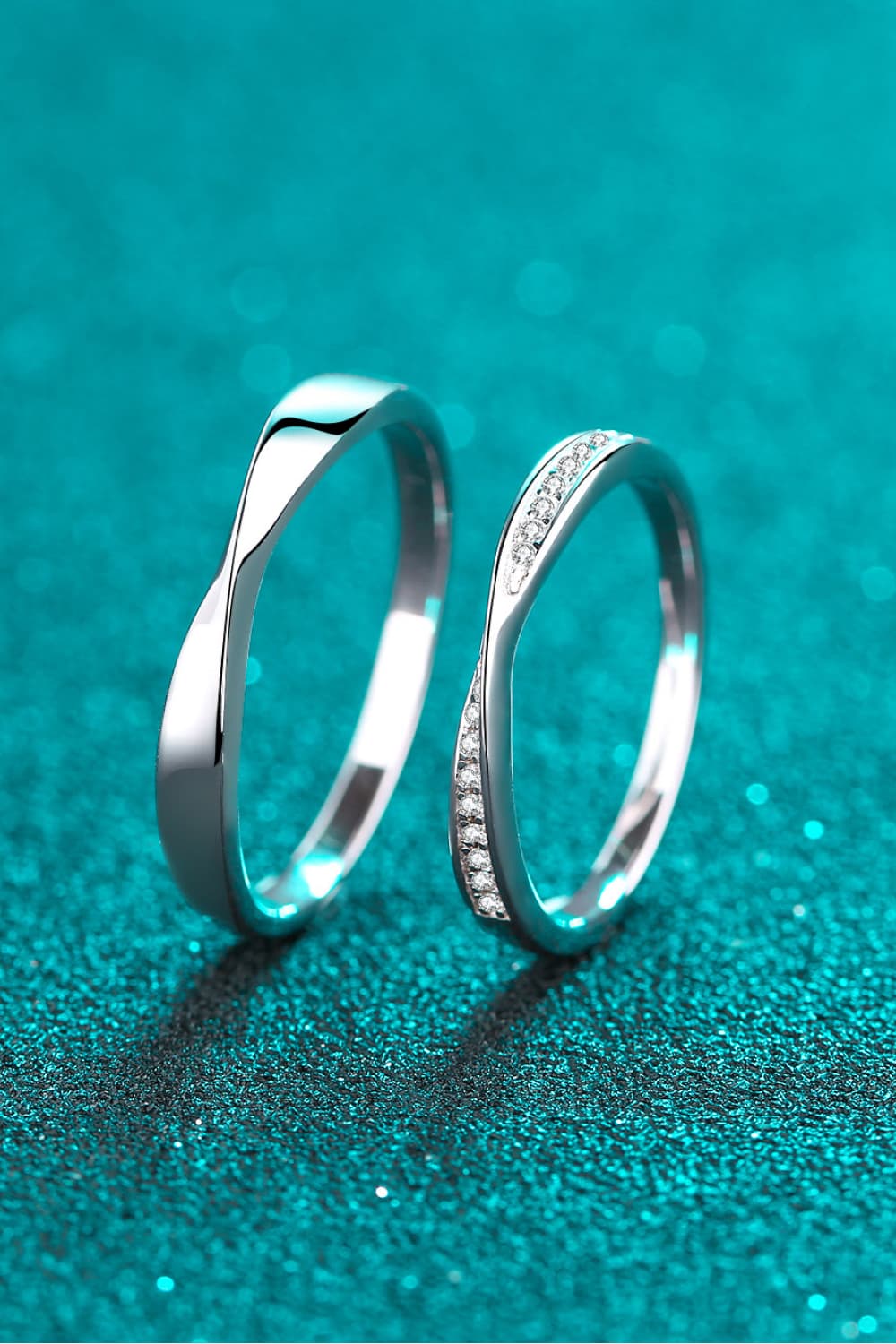 Minimalist 925 Sterling Silver Ring Set (Rhodium Over Sterling Silver) by Sparkala