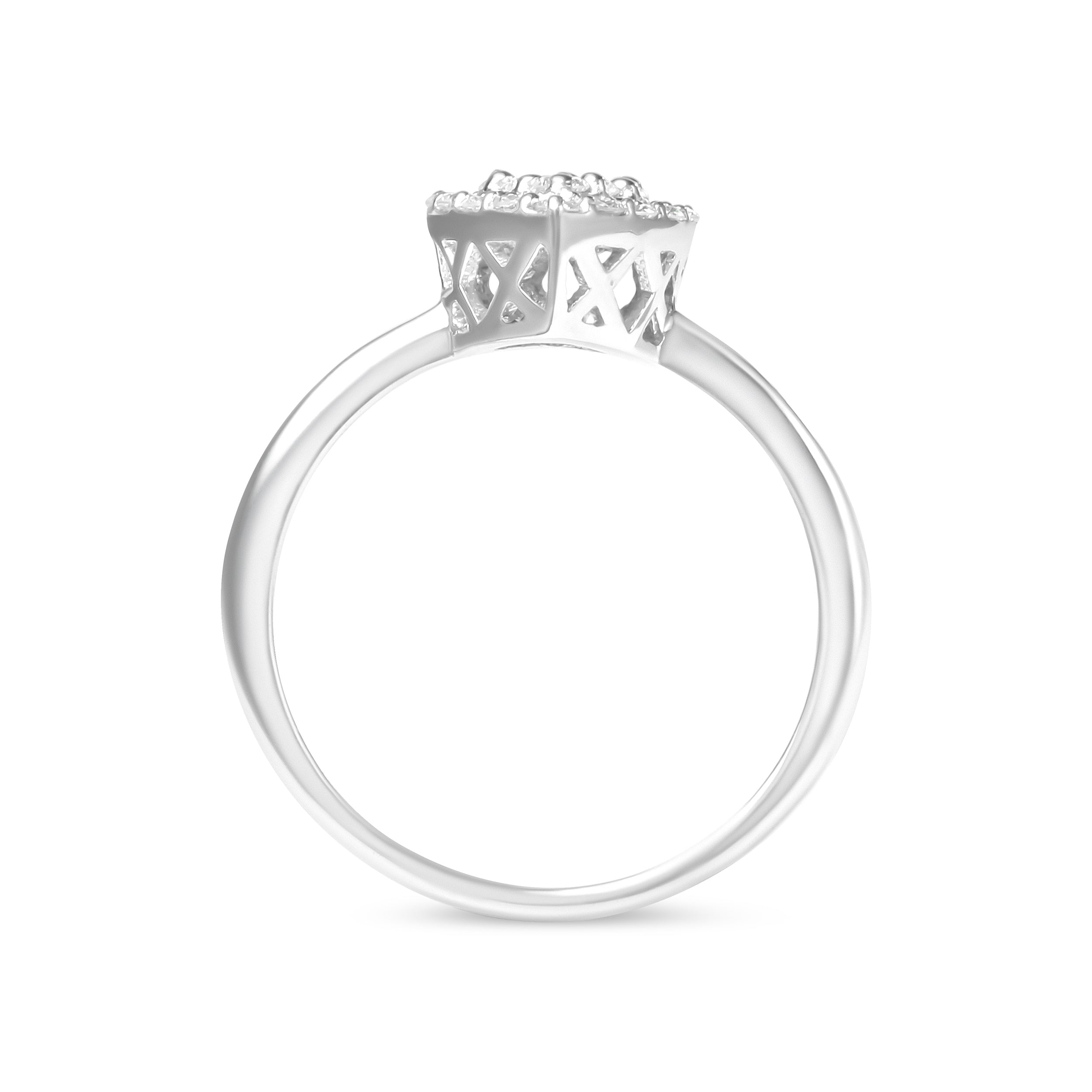 10K White Gold 3/8 Cttw Round-Cut Lab Grown Diamond Cluster Pear Promise Ring (G-H Color, VS2-SI1 Clarity) - Size 7 DestGlow