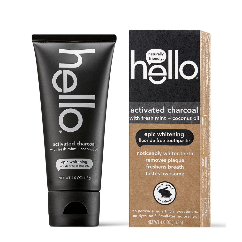 Hello Fluoride Free Epic Whitening Activated Charcoal Fresh Mint Coconut Oil Toothpaste 4Lb by Pasteur Pharmacy