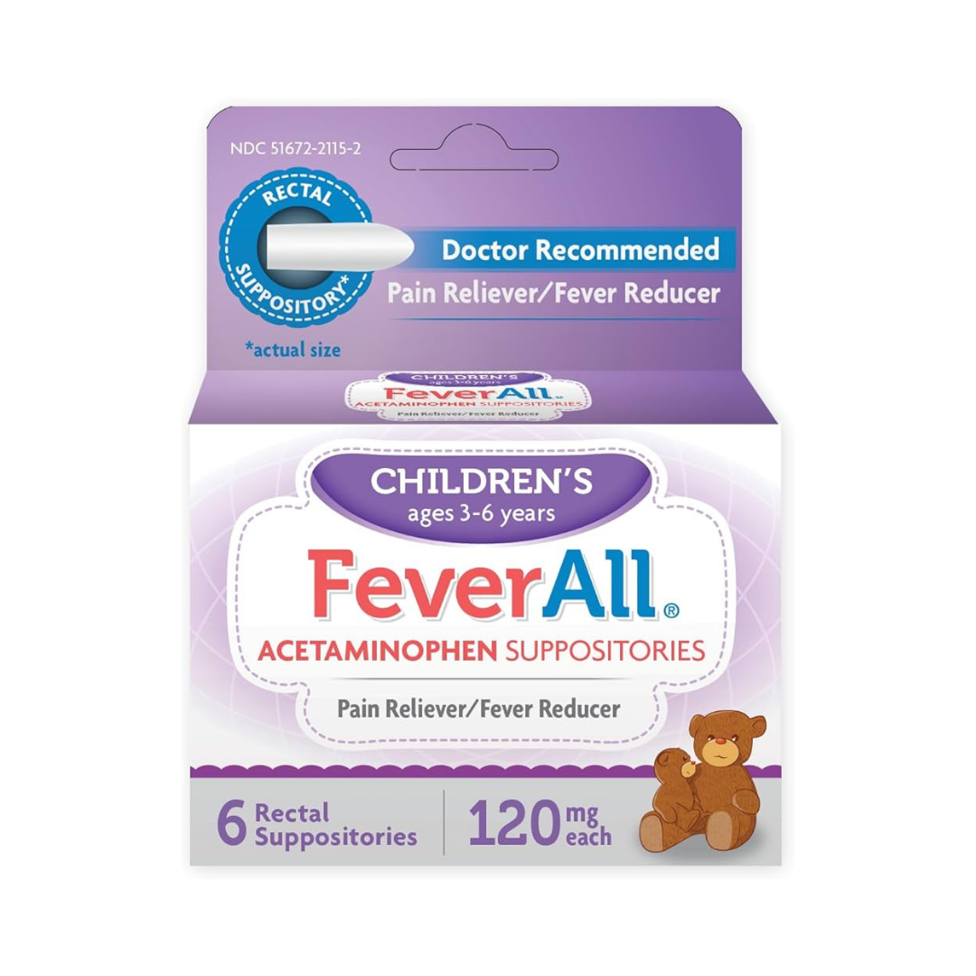 FeverAll Acetaminophen Suppositories Children 120mg (6ct) DestGlow