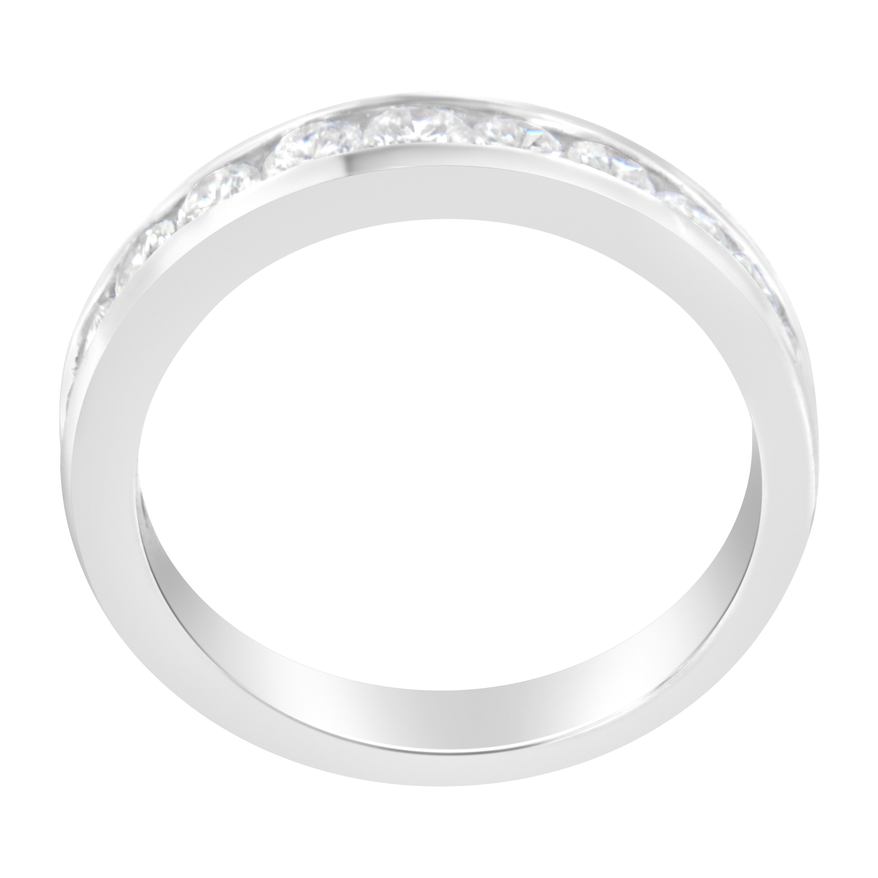 IGI Certified 1.0 Cttw Diamond 18K White Gold Channel-Set Half-Eternity Band Wedding Ring (E-F Color, I1-I2 Clarity) - Size 5-1/2 by Bids.com