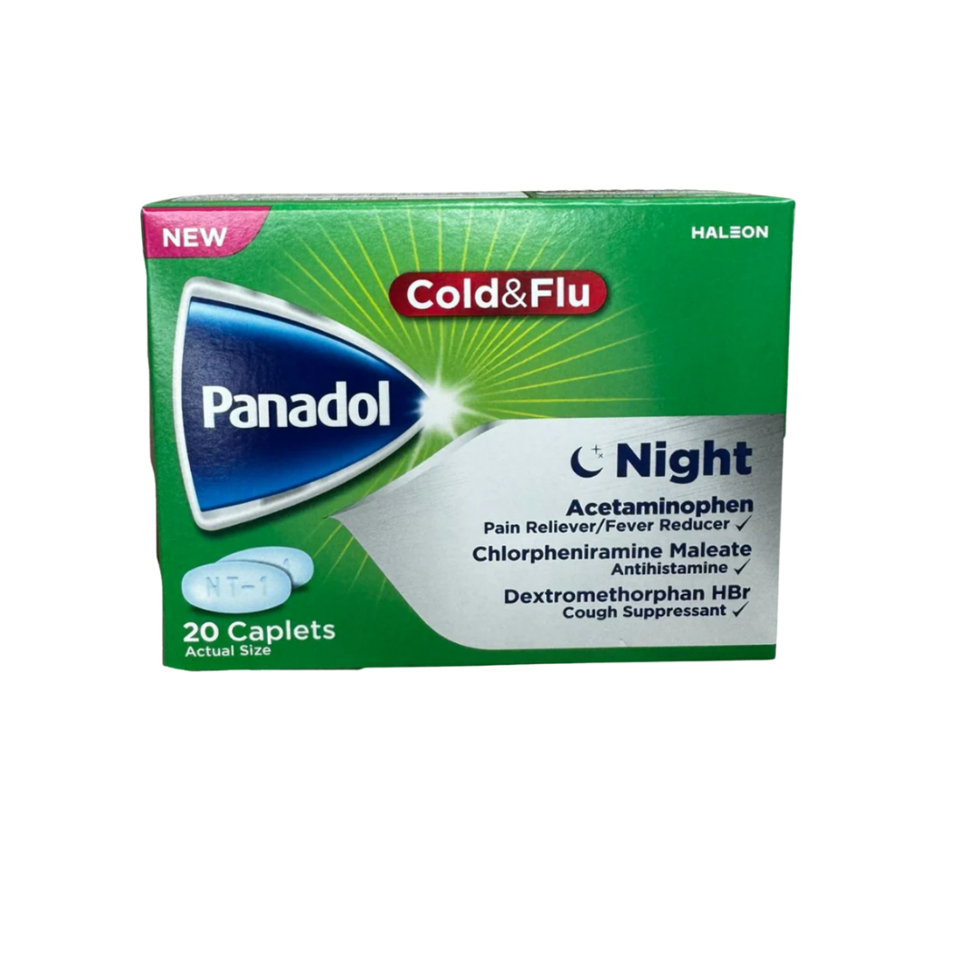 Panadol Cold & Flu Night Relief Nighttime Multi-Symptom (20 Caplets) DestGlow