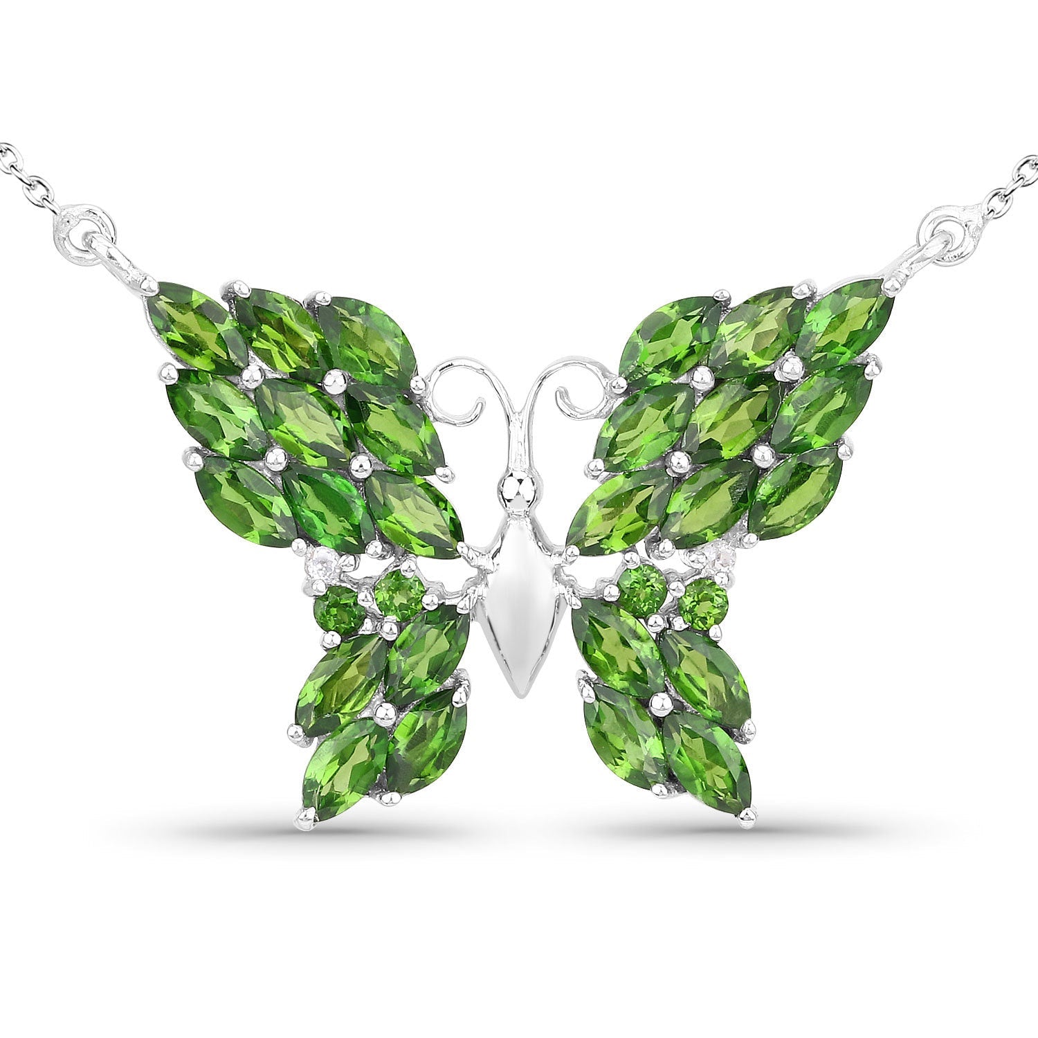 4.88 Carat Genuine Chrome Diopside and White Topaz .925 Sterling Silver Pendant by Bids.com