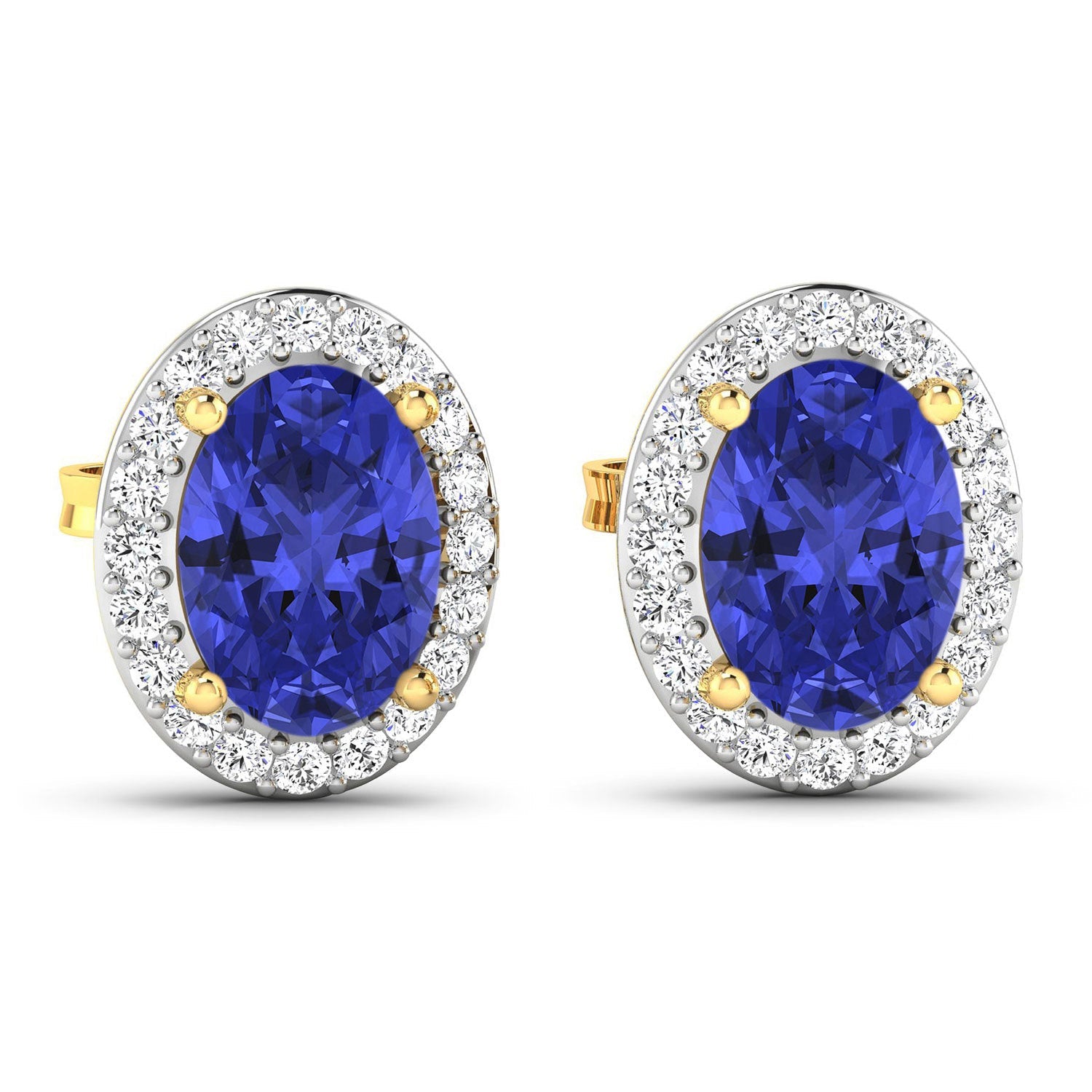 1.50 Carat Genuine Tanzanite and White Diamond 14K Yellow Gold Earrings by Bids.com