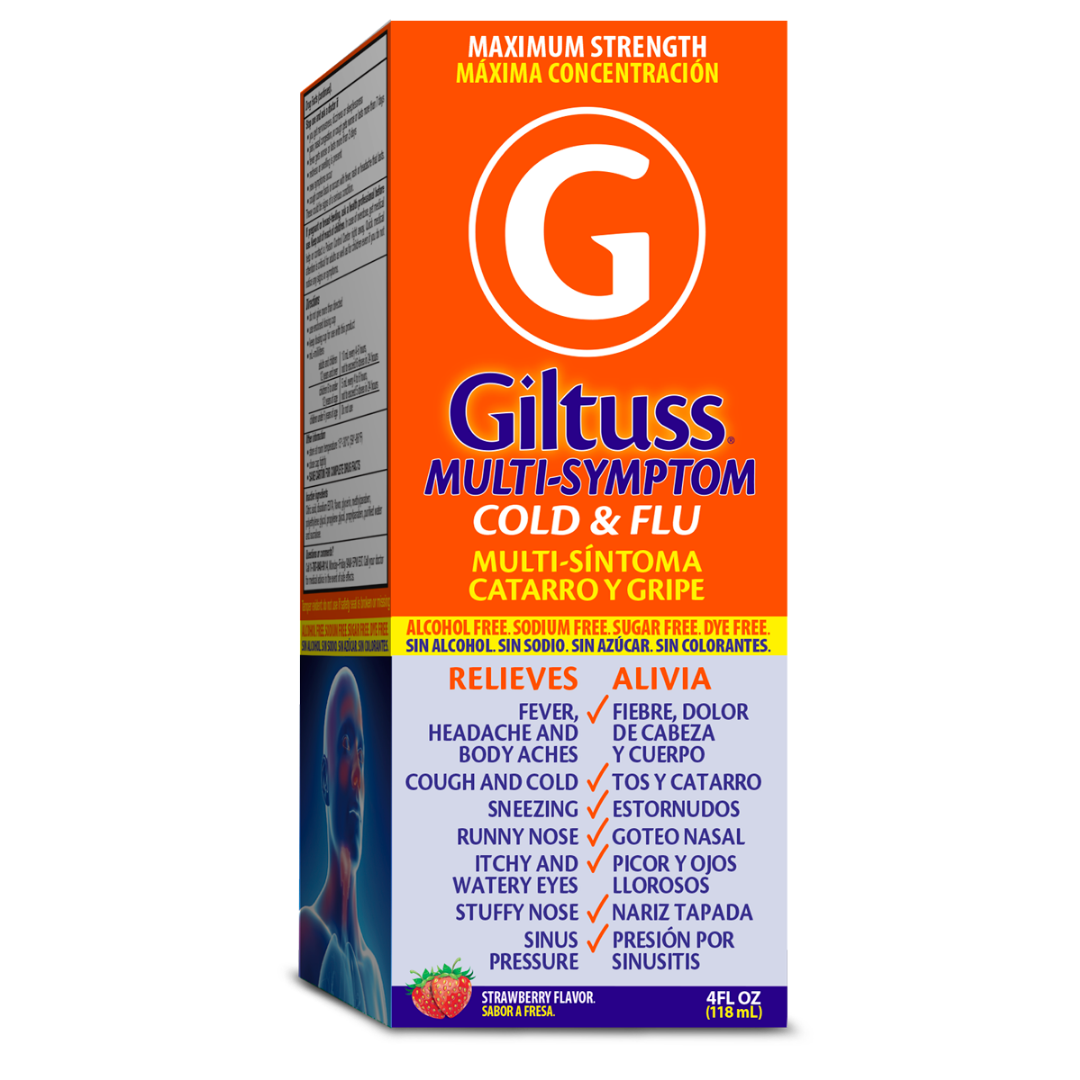 Giltuss Multi-Symptom Cold & Flu Maximum Strength Liquid (4 fl oz) DestGlow