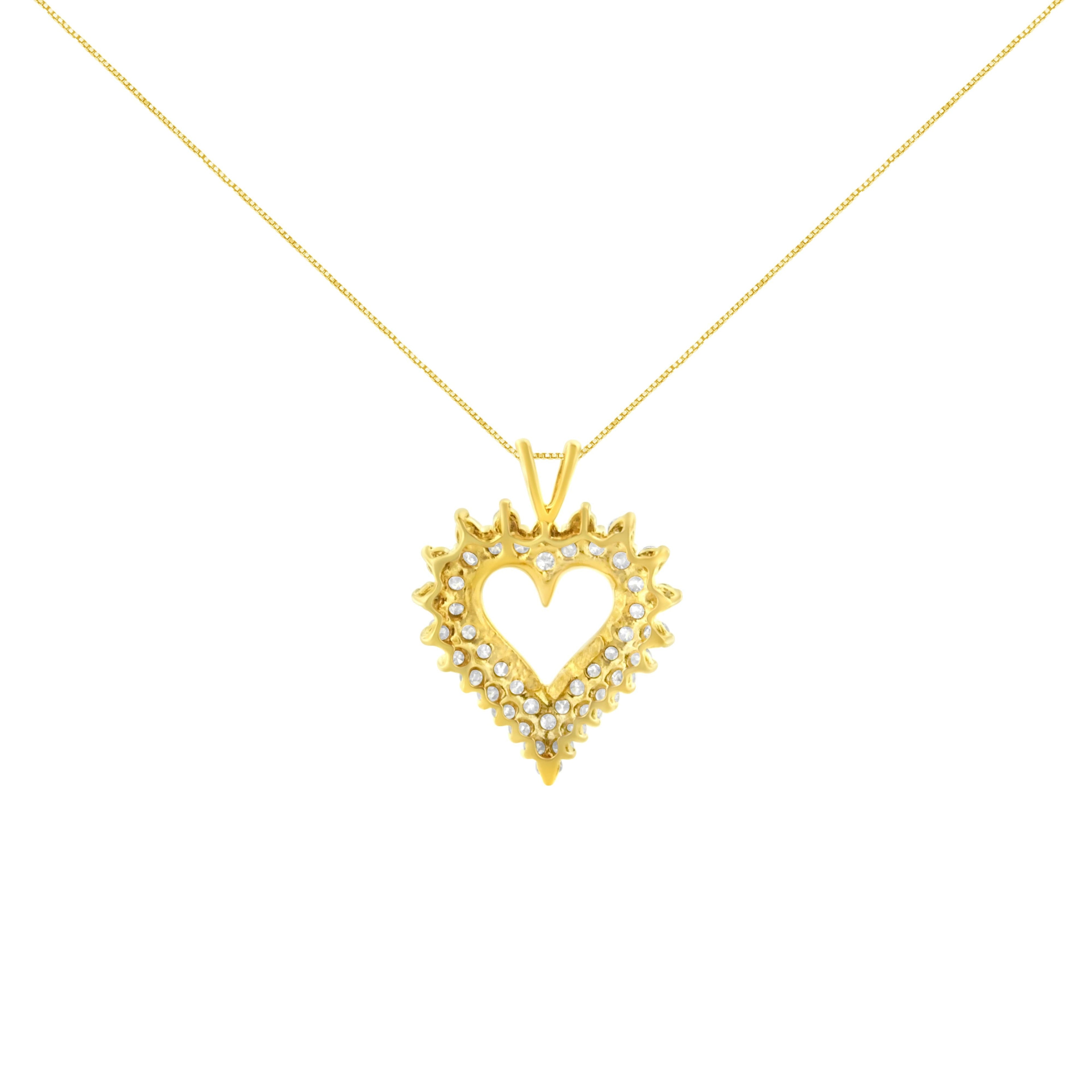 14K Yellow Gold Plated .925 Sterling Silver 3.00 Cttw Round Cut Diamond Cluster Heart 18" Pendant Necklace (K-L Color, I1-I2 Clarity) DestGlow