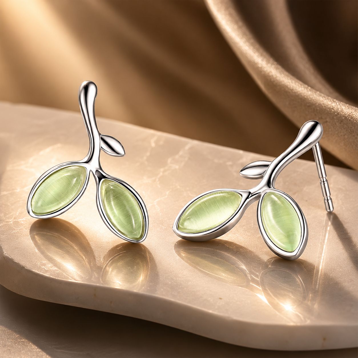 925 Sterling Silver Earrings with Synthetic Opal 1.5*1.3cm DestGlow
