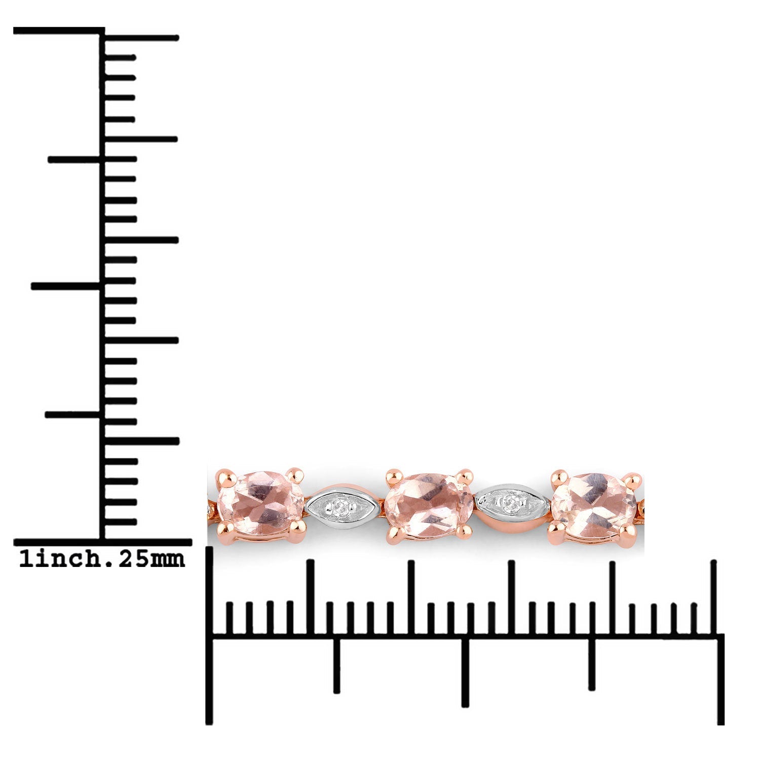 1.38 Carat Genuine Morganite and White Diamond .925 Sterling Silver Bracelet by Bids.com