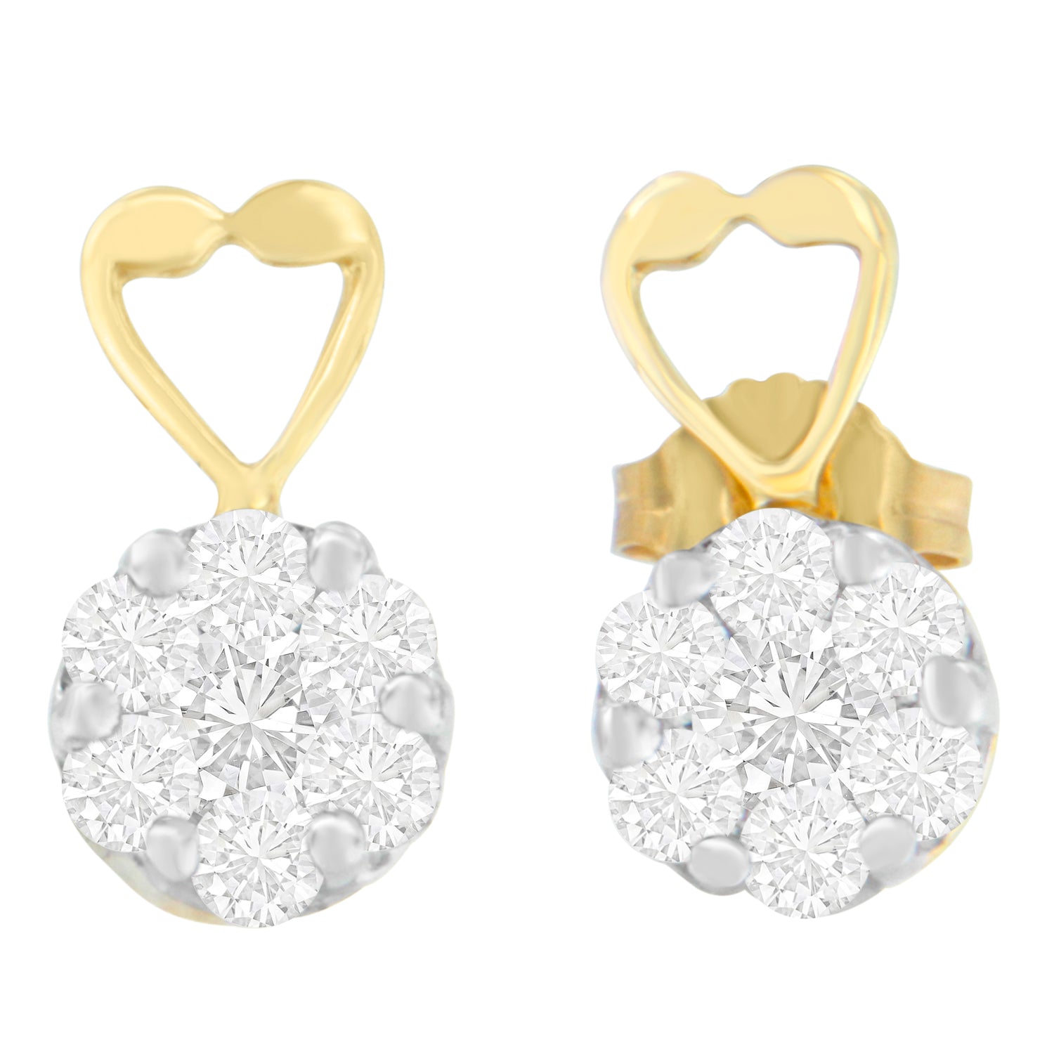 14K Yellow Gold 1ct. TDW Round-cut Diamond Earrings (I-J,SI2-I1) by Bids.com