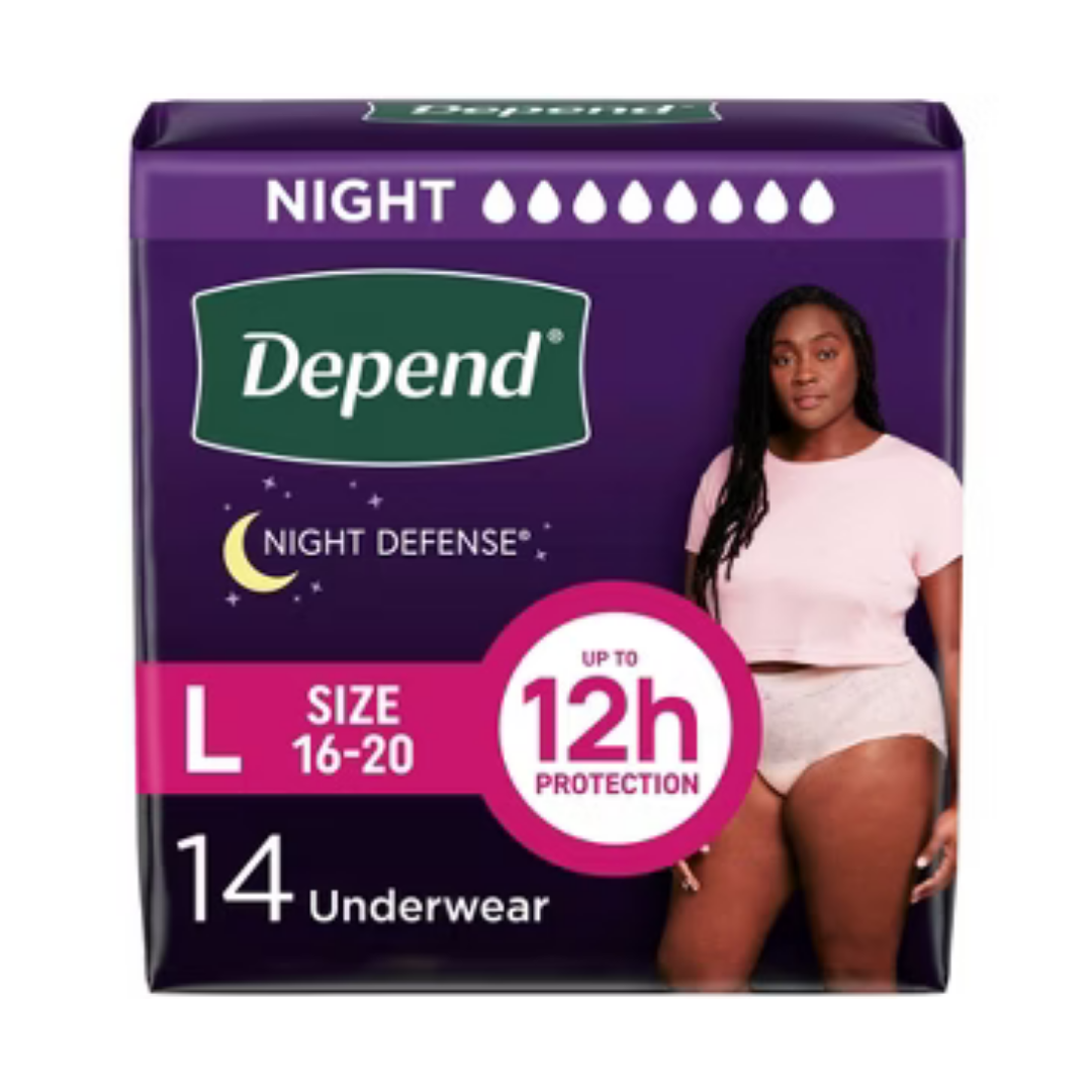 Depend Night Defense Incontinence Underwear for Women Large (14ct) DestGlow
