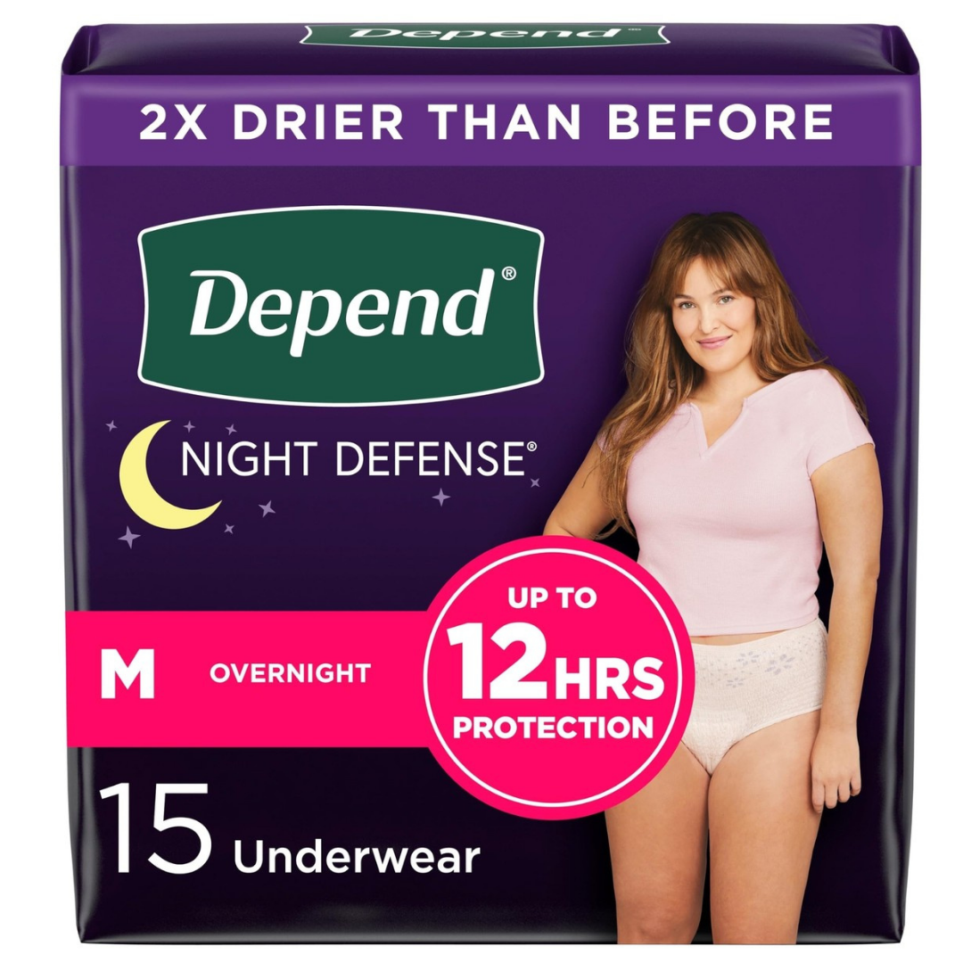 Depend Night Defense Incontinence Underwear for Women Medium (15 ct) DestGlow