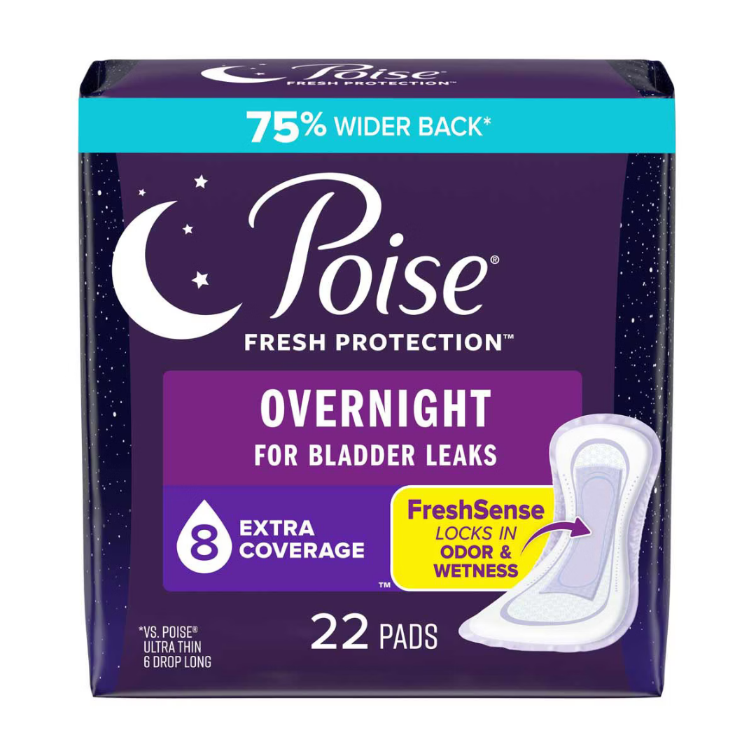 Poise Overnight Extra Coverage Incontinence Pads (22 ct) DestGlow