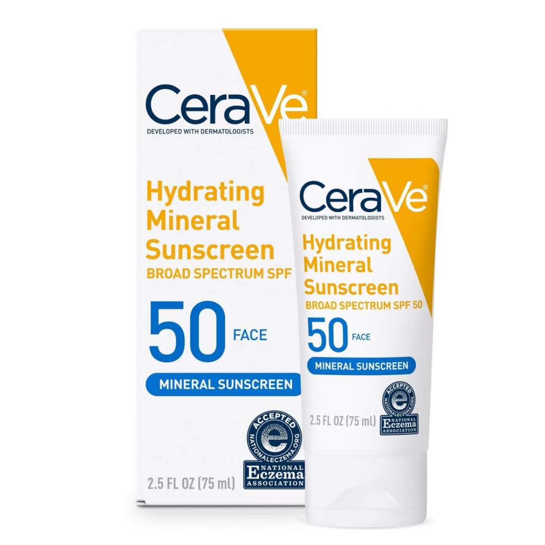 CeraVe Hydrating Mineral Face Sunscreen SPF 50 (2.5oz) DestGlow