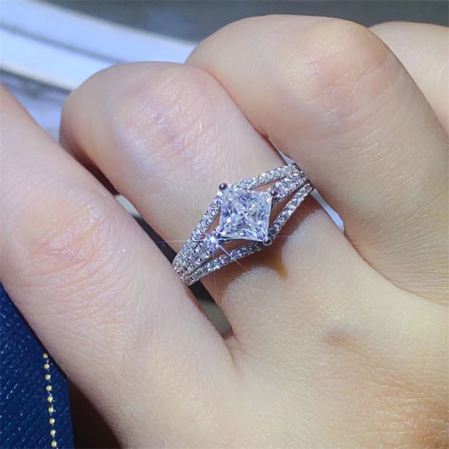 1 Carat Princess-Cut Sparkala™ Platinum Over Pure Sterling Silver Ring by Sparkala