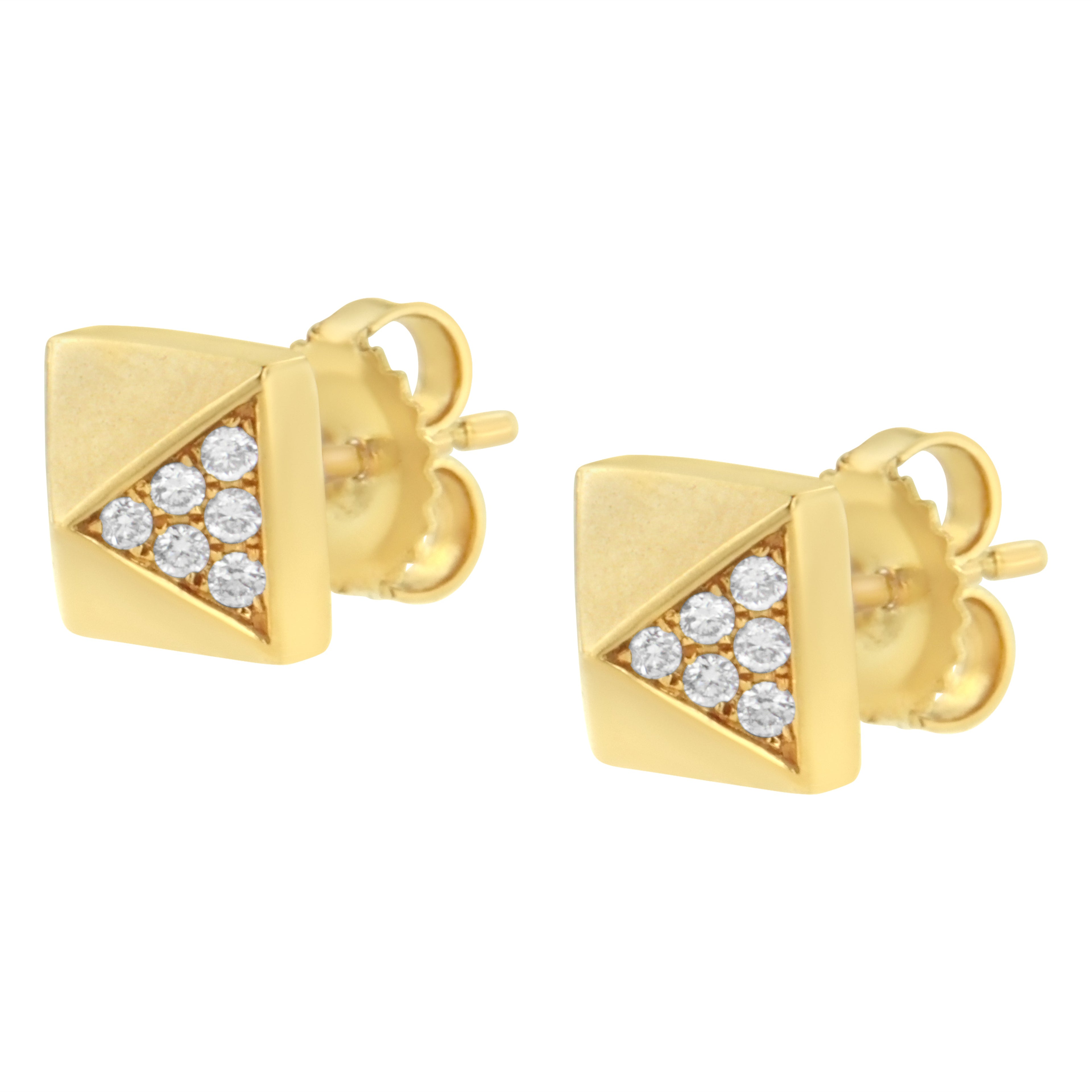 14K Yellow Gold 1/4 Cttw Diamond Pyramid Stud Earring (G-H Color, SI1-SI2 Clarity) by Bids.com
