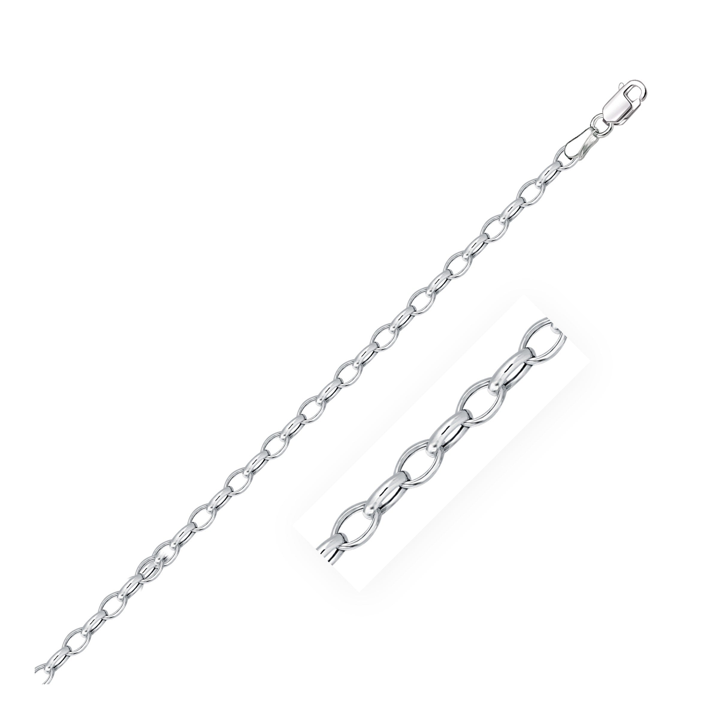 3.2mm 14k White Gold Oval Rolo Chain by Bids.com