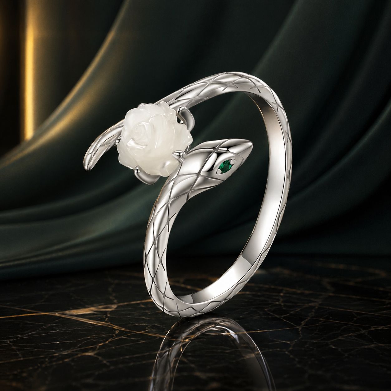925 Sterling Silver White Gold Plated Ring with Cubic Zirconia for Women DestGlow