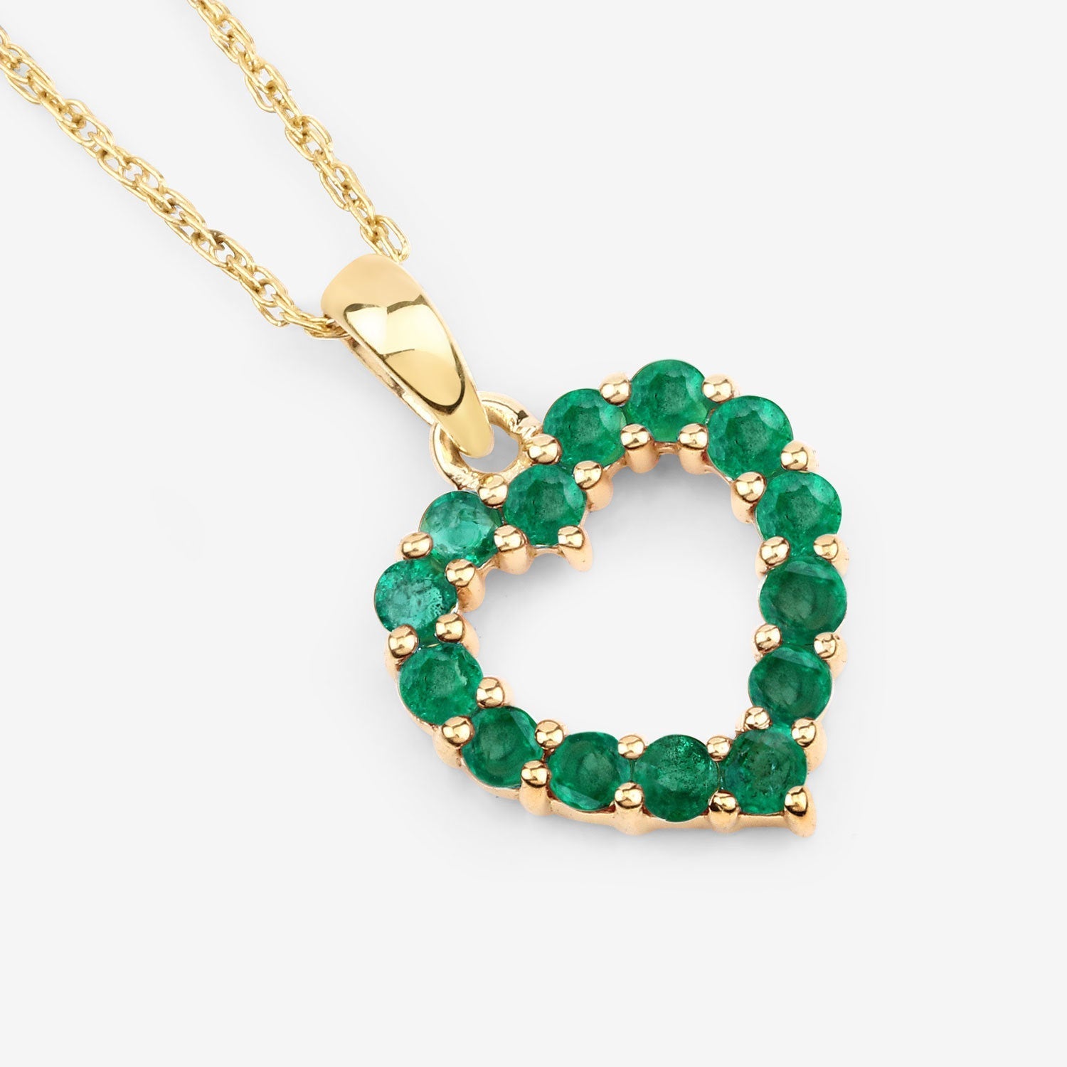 0.48 Carat Genuine Zambian Emerald 10K Yellow Gold Pendant DestGlow
