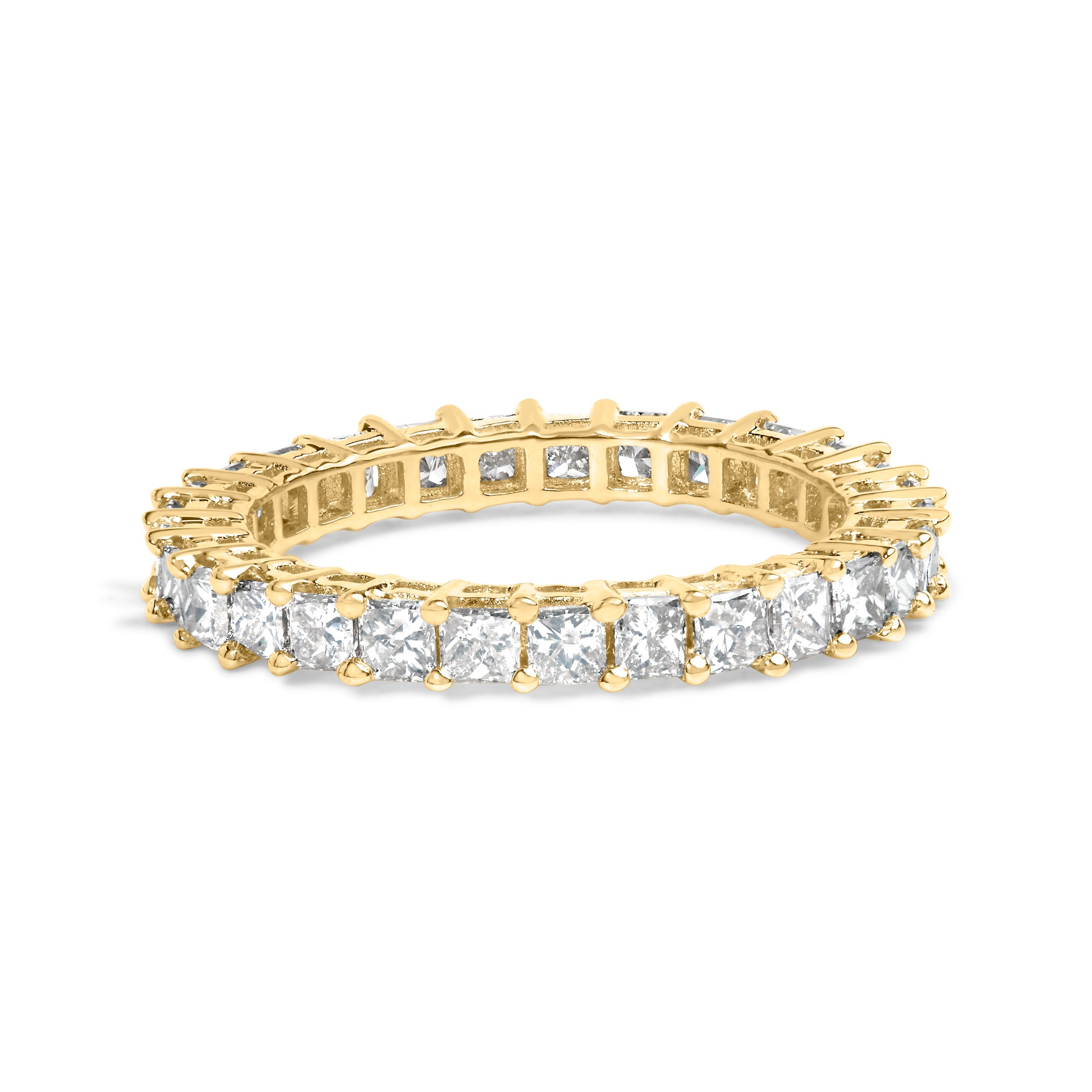 14K Yellow Gold 2.00 Cttw Shared Prong Set Princess Cut Diamond Eternity Band Ring (J-K Color, SI1-SI2 Clarity) - Ring Size 7 DestGlow