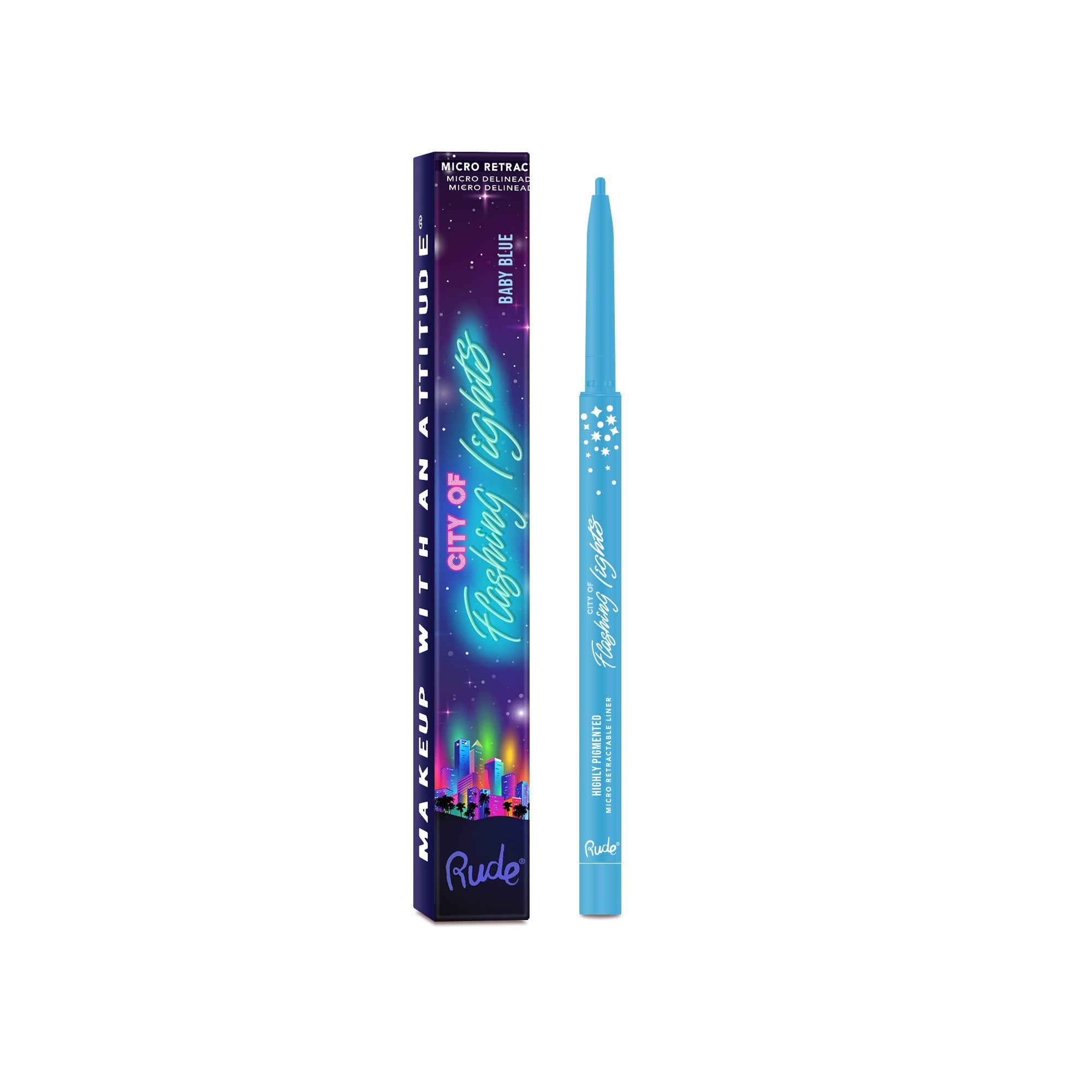 RUDE City of Flashing Lights Micro Retractable Liner - Baby Blue by Avera Group