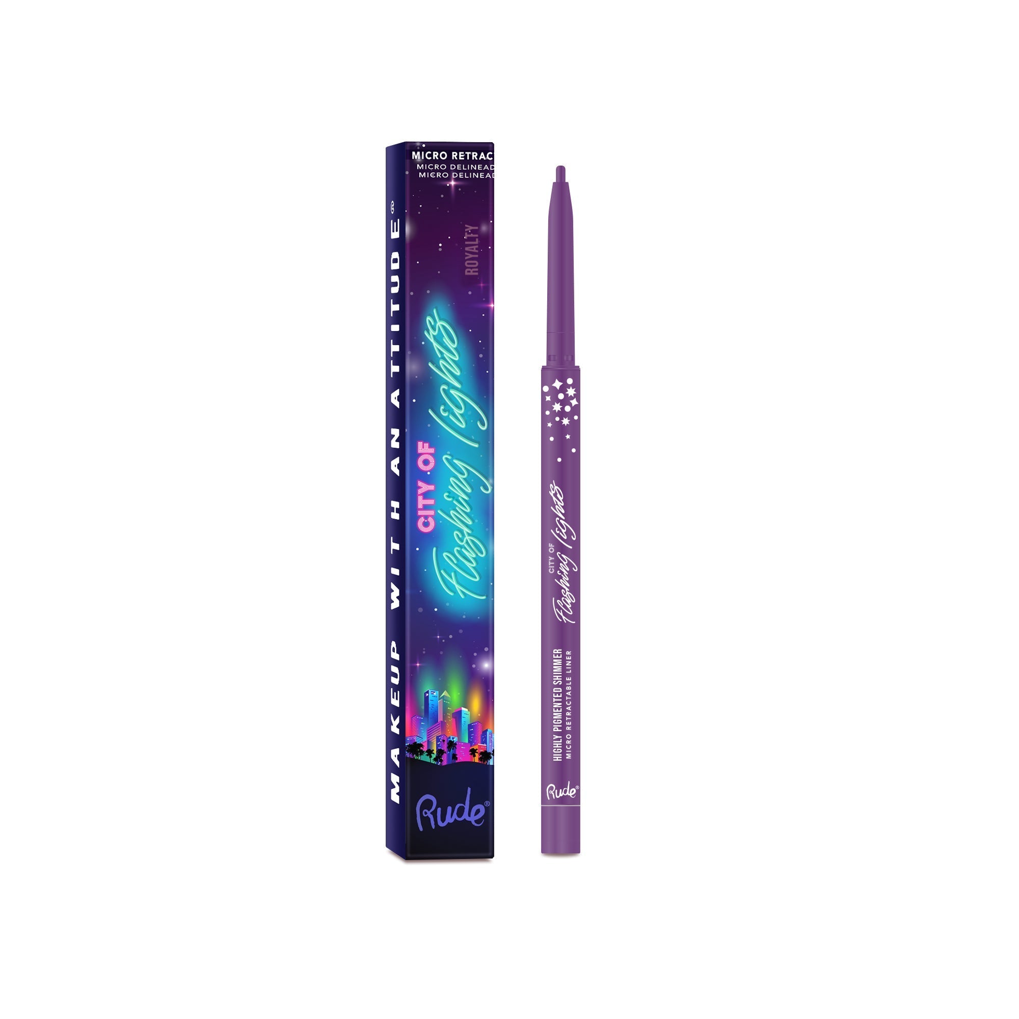 RUDE City of Flashing Lights Micro Retractable Liner - Royalty by Avera Group