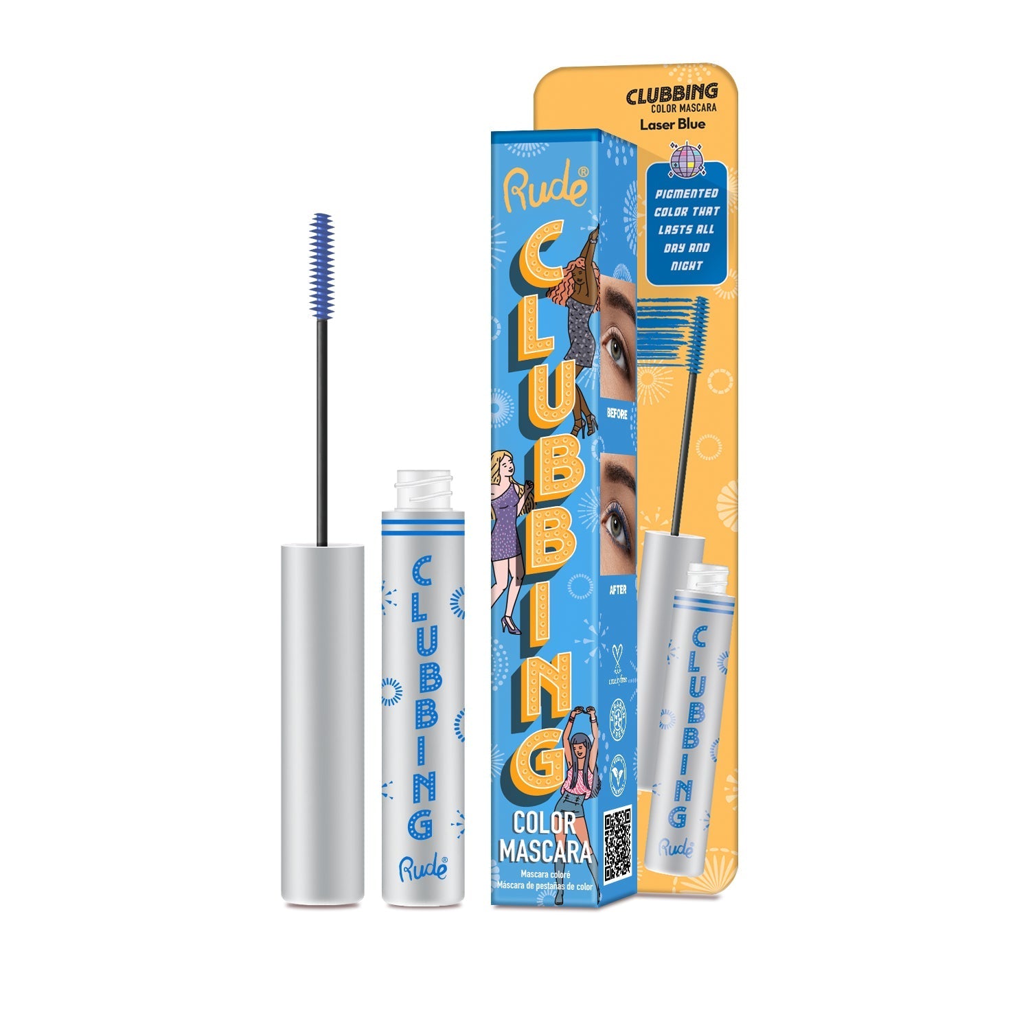 RUDE Clubbing Color Mascara - Laser Blue - DestGlow