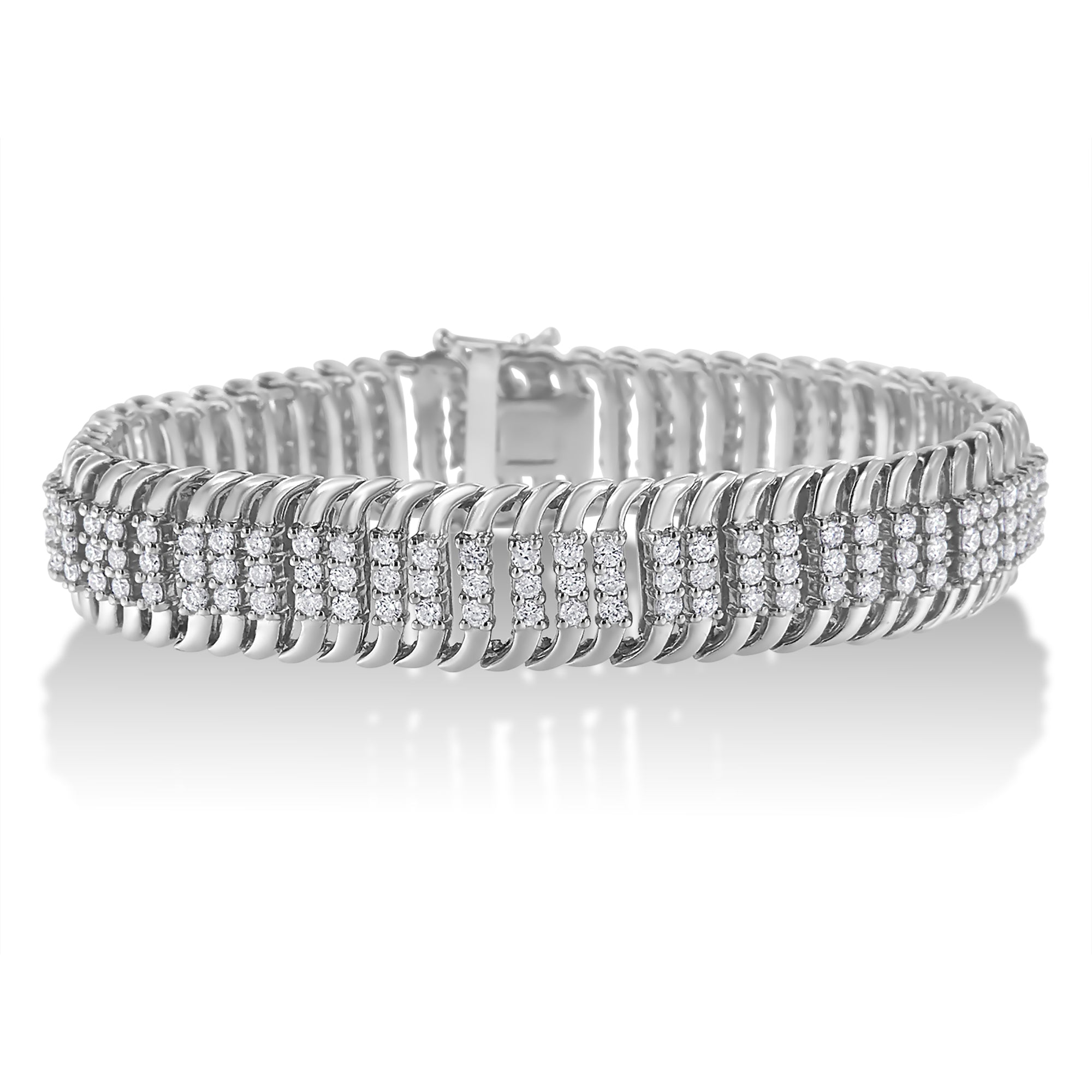 14K White Gold 5.0 Cttw Round Brilliant Cut Diamond 7" S Wave Serpentine Tennis Bracelet (H-I Color, I1-I2 Clarity) by Bids.com