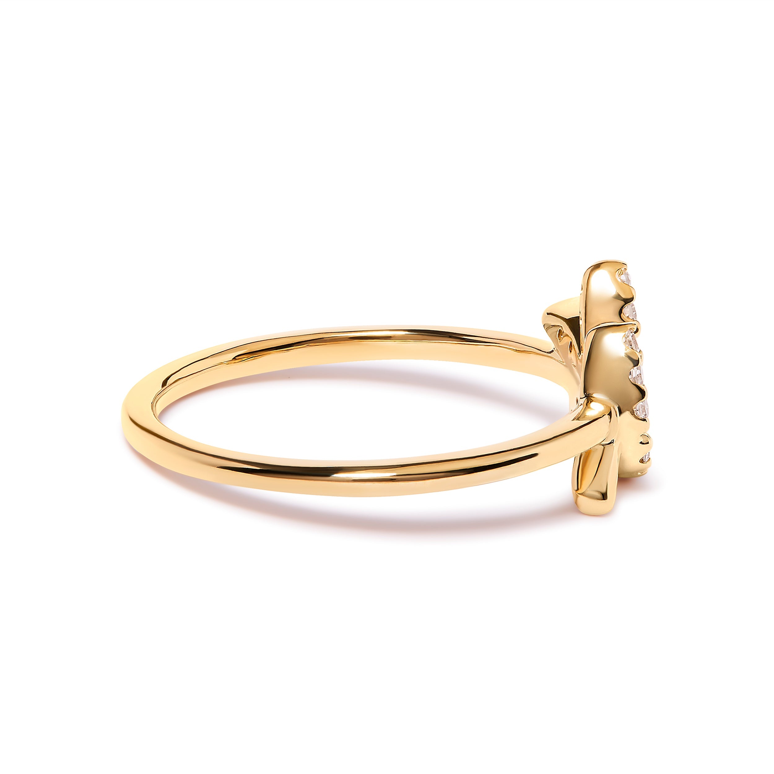 10K Yellow Gold 1/10 Cttw Diamond Leaf and Branch Ring (H-I Color, I1-I2 Clarity) - Ring Size 7 by Bids.com