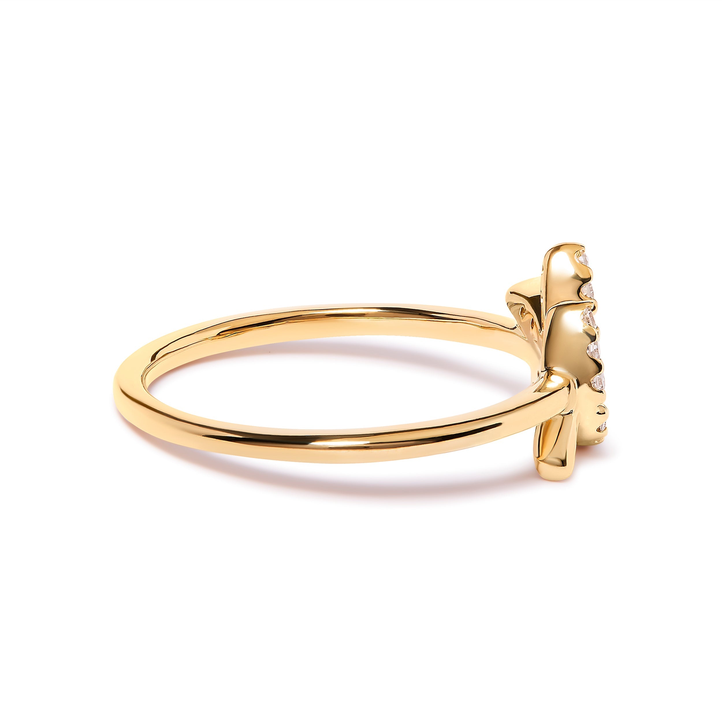 10K Yellow Gold 1/10 Cttw Diamond Leaf and Branch Ring (H-I Color, I1-I2 Clarity) - Ring Size 7 DestGlow