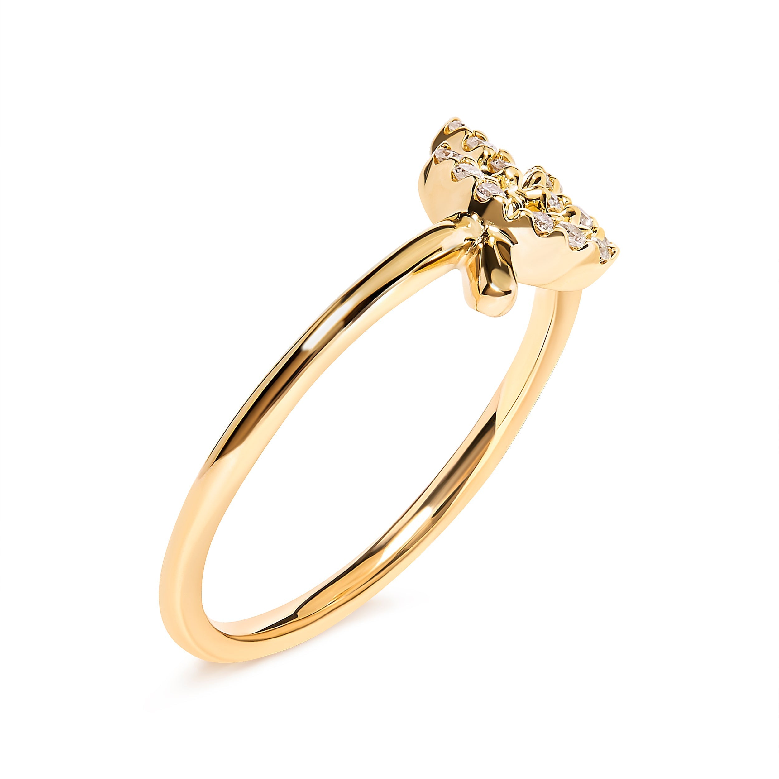 10K Yellow Gold 1/10 Cttw Diamond Leaf and Branch Ring (H-I Color, I1-I2 Clarity) - Ring Size 7 DestGlow