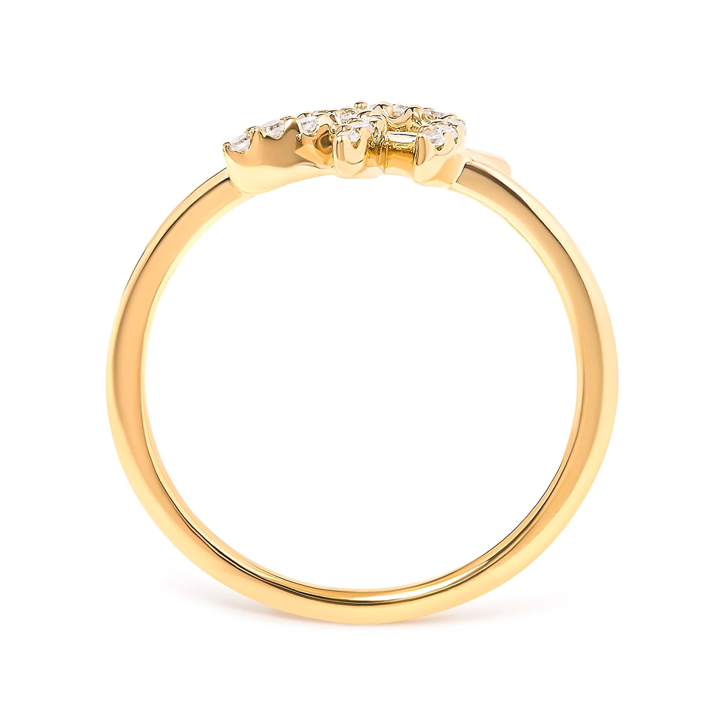 10K Yellow Gold 1/10 Cttw Diamond Leaf and Branch Ring (H-I Color, I1-I2 Clarity) - Ring Size 7 DestGlow