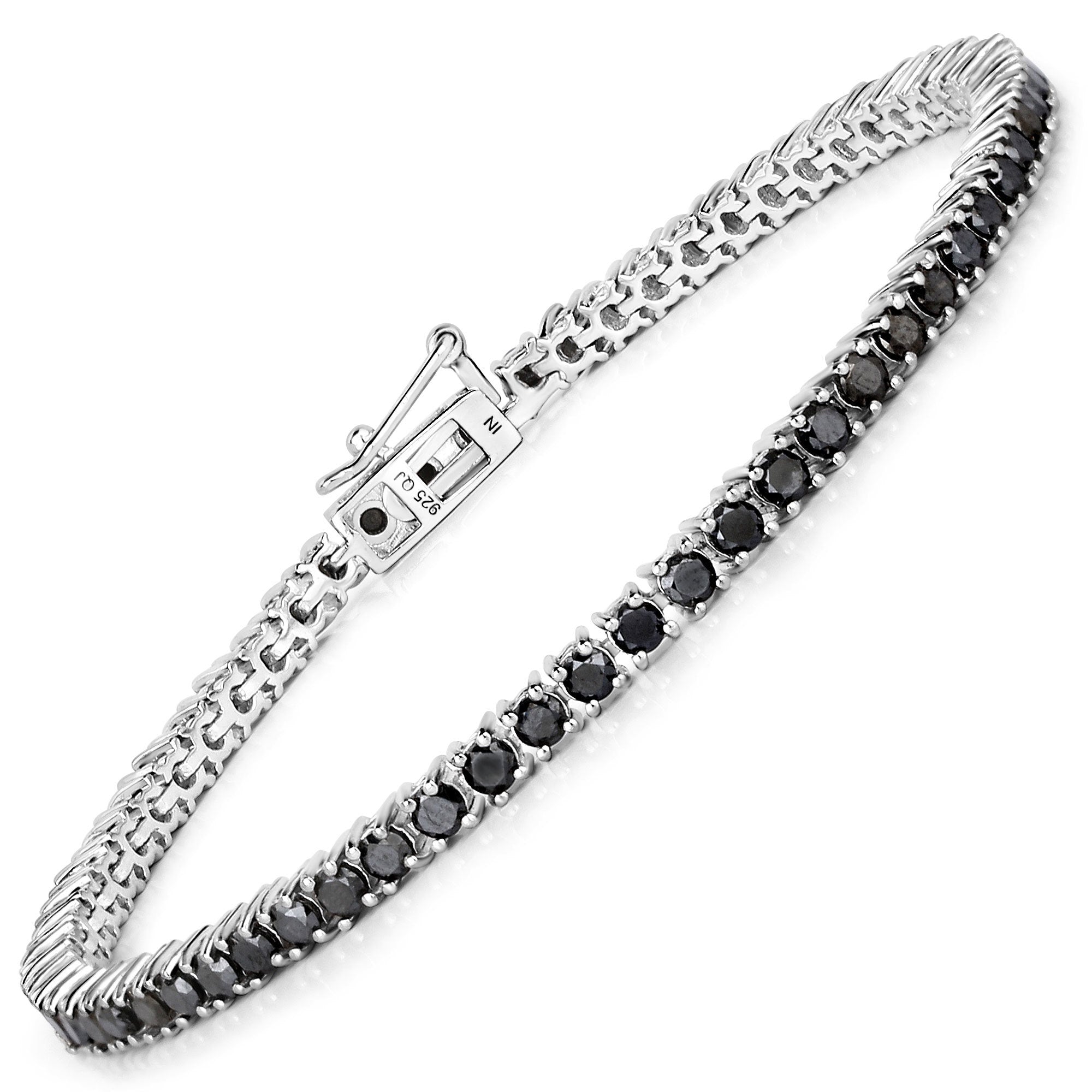 3.15 Carat Genuine Black Diamond .925 Sterling Silver Bracelet by Bids.com