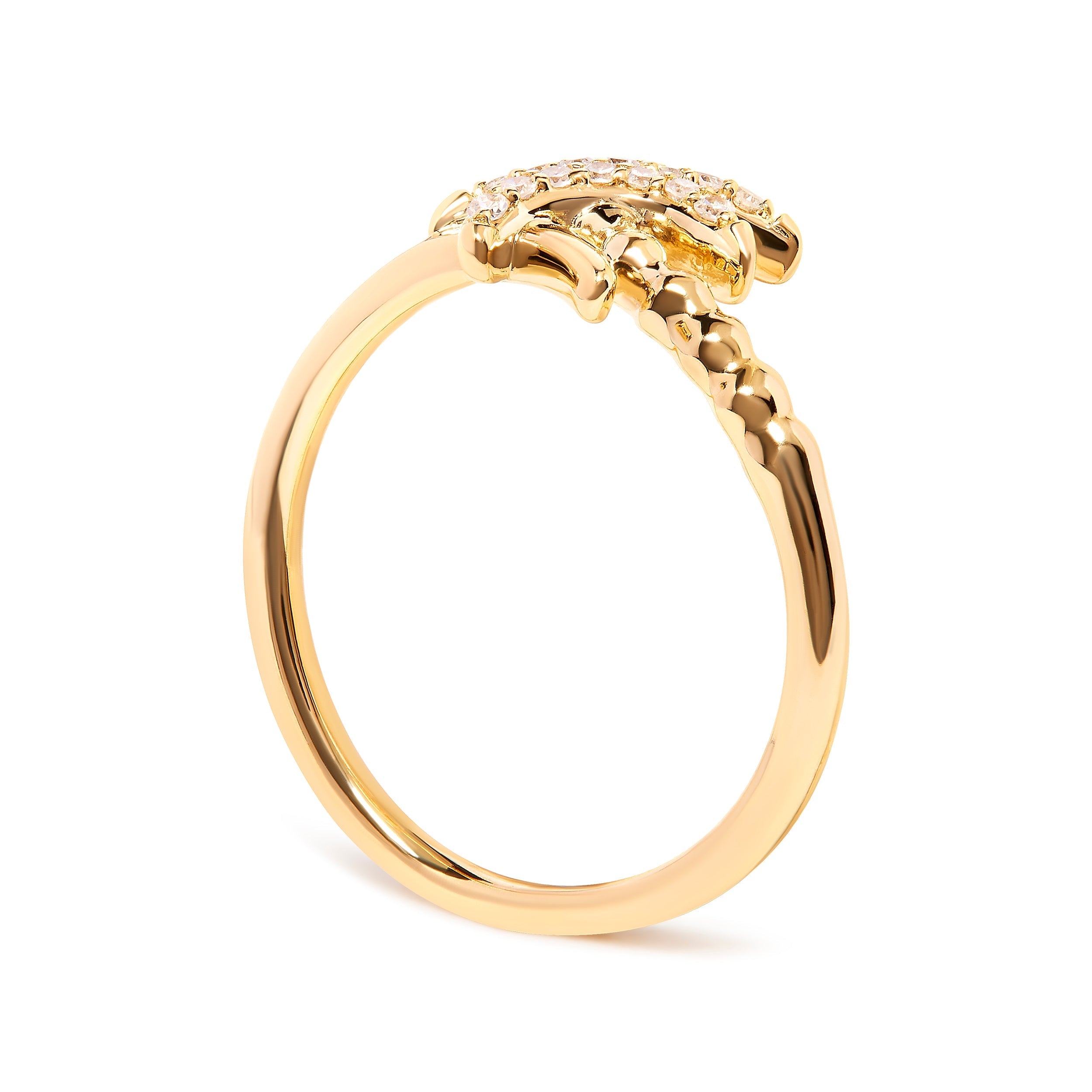 10K Yellow Gold 1/10 Cttw Diamond Palm Tree Statement Ring (H-I Color, I1-I2 Clarity) - Ring Size 7 DestGlow