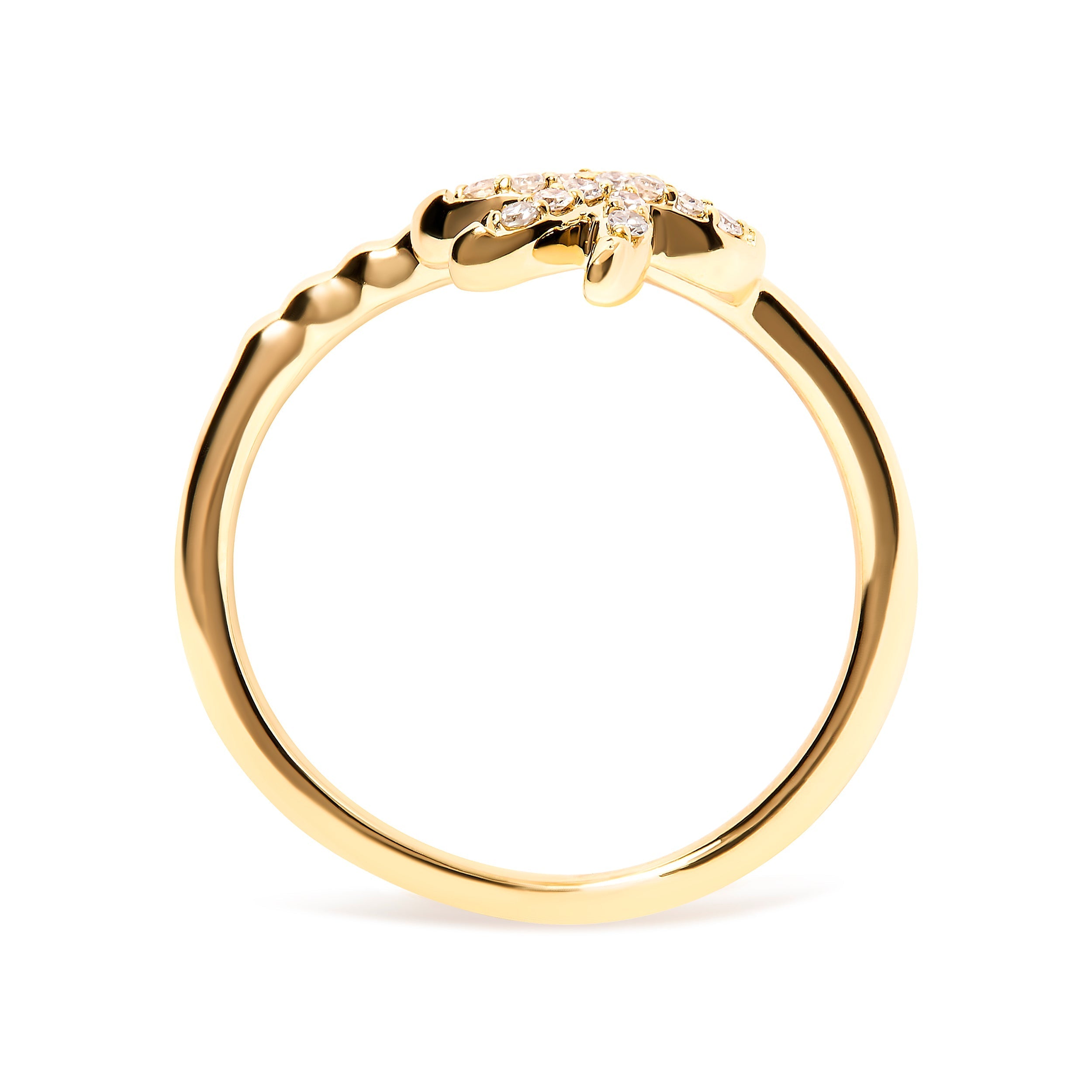 10K Yellow Gold 1/10 Cttw Diamond Palm Tree Statement Ring (H-I Color, I1-I2 Clarity) - Ring Size 7 DestGlow