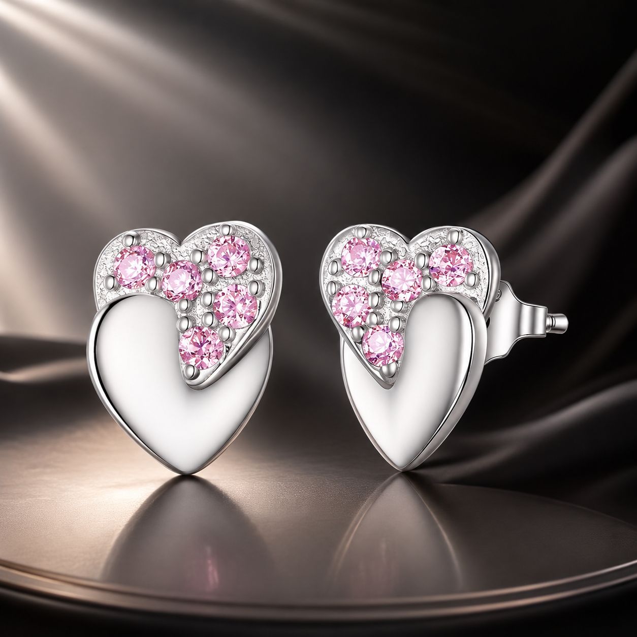 925 Sterling Silver White Gold Plated CZ Earrings 1.0x0.7cm for Women DestGlow