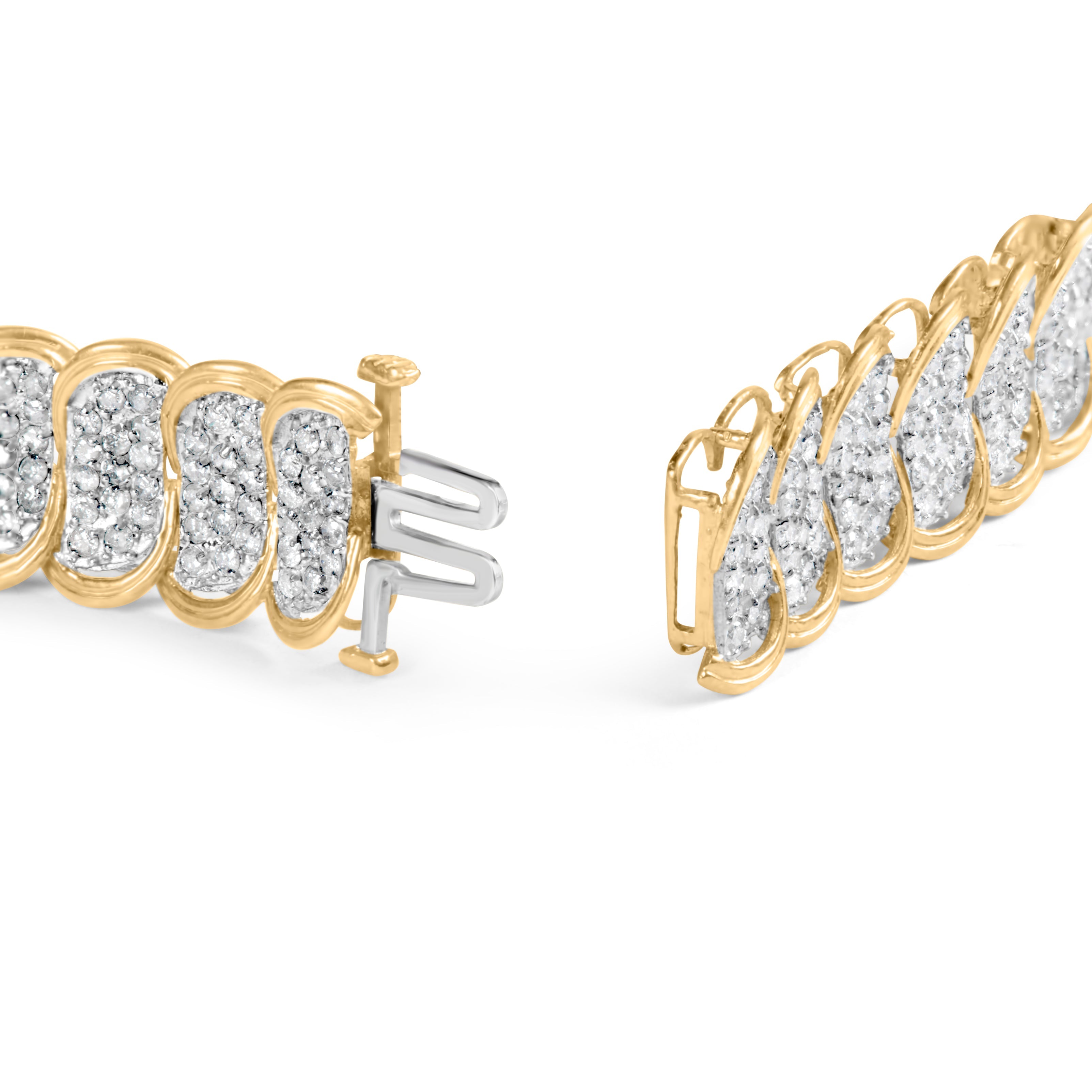 10k Yellow Gold 5.00 Cttw Diamond Oval Banded Link Bracelet (I-J Color, I1-I2 Clarity) - 7" Inches by Bids.com