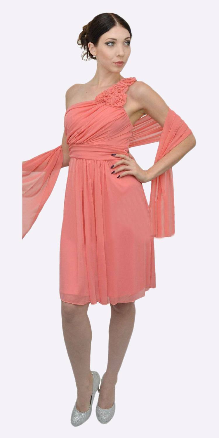 CLEARANCE - Cinderella Divine 3909 One Shoulder Chiffon Dress (Size 2XL) by DiscountDressShop