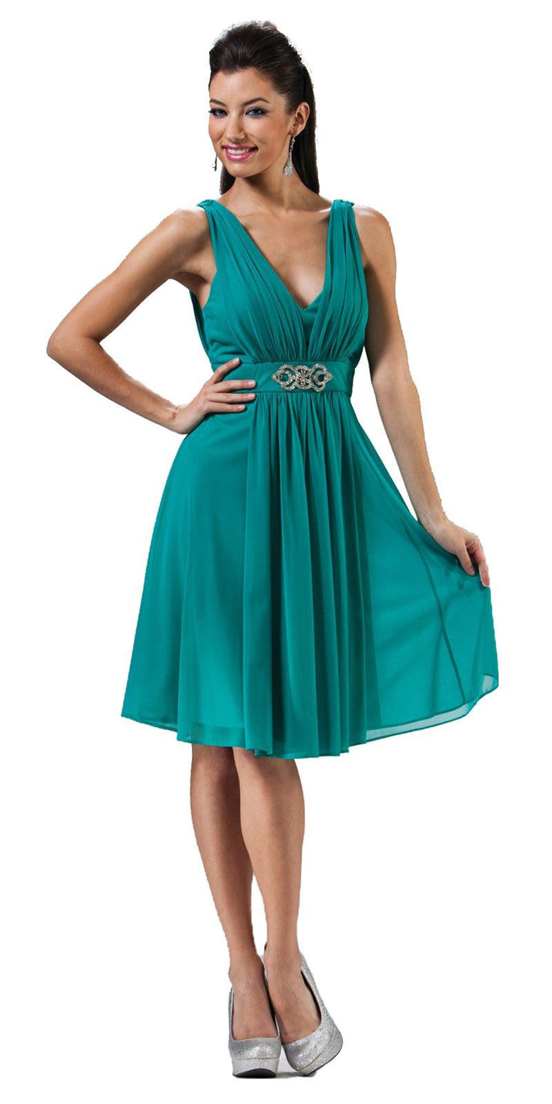 CLEARANCE - Cinderella Divine 3915 Chiffon Dress Knee Length (Size XL) by DiscountDressShop