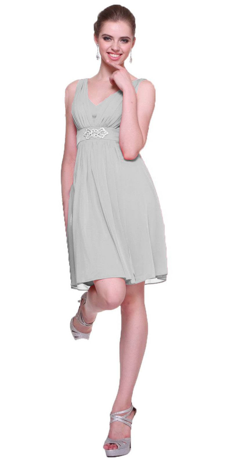 CLEARANCE - Cinderella Divine 3915 Chiffon Dress Knee Length (Size XL) by DiscountDressShop