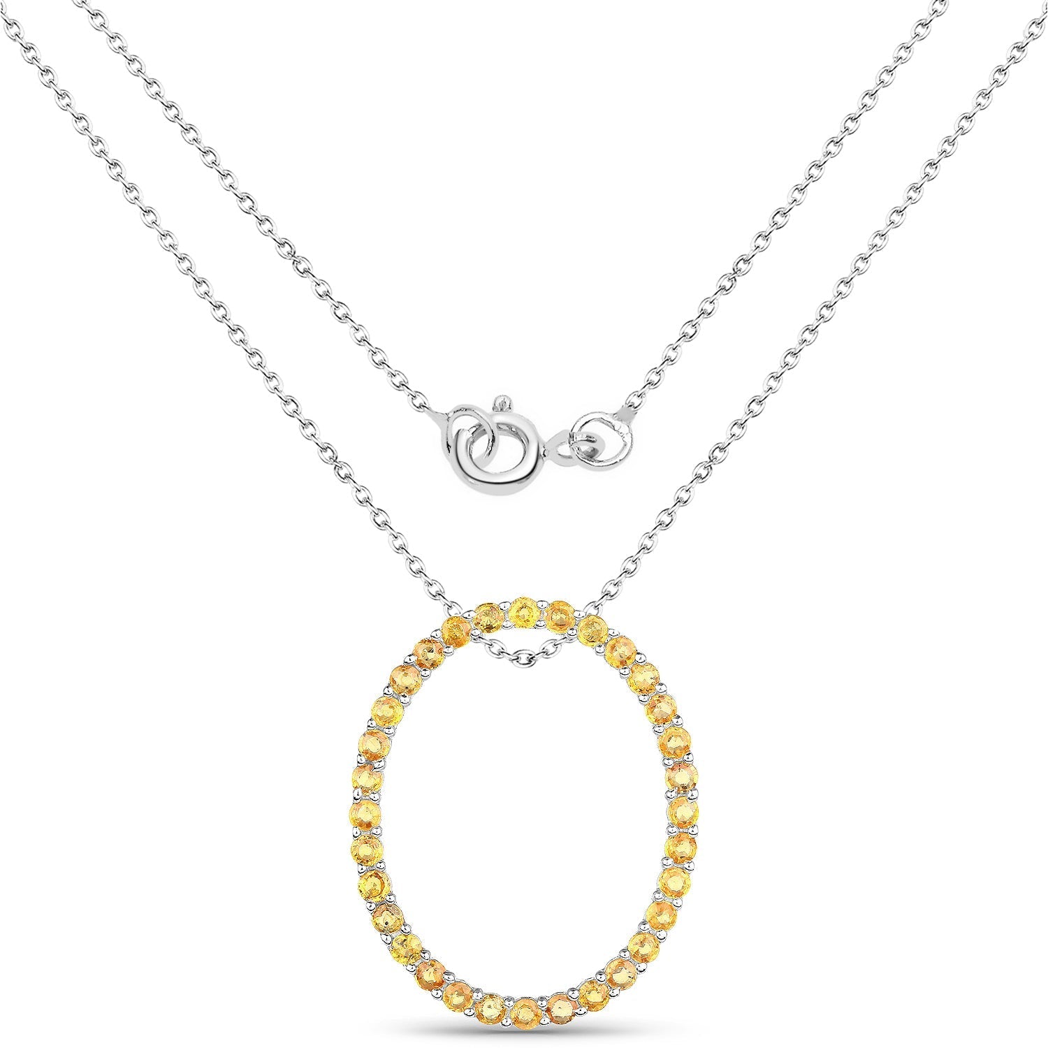 3.84 Carat Genuine Yellow Sapphire .925 Sterling Silver Pendant DestGlow