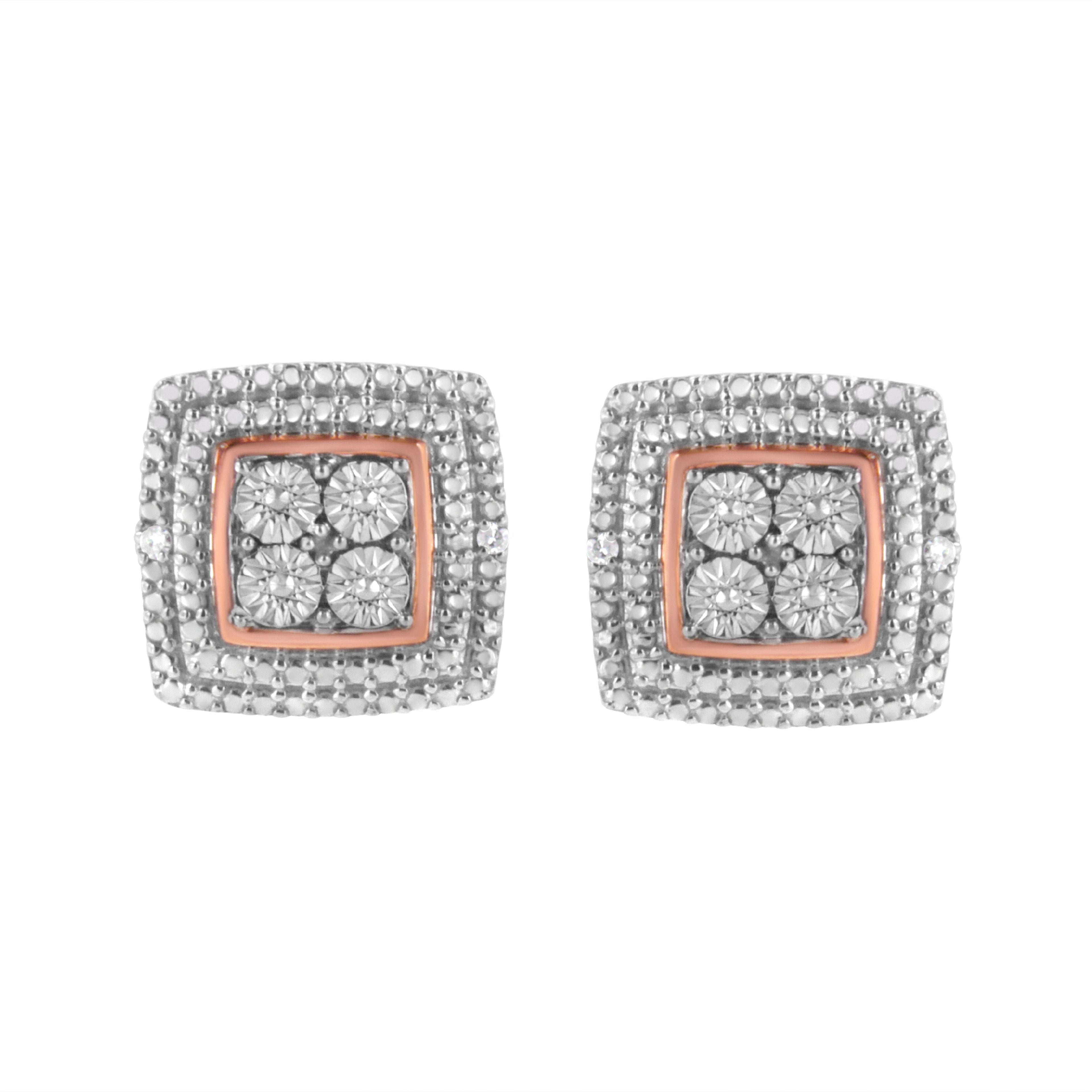 10K Yellow, White, and Rose Gold Plated Sterling Silver Diamond Accent Earrings (I-J Clarity, I3 Color) by Bids.com