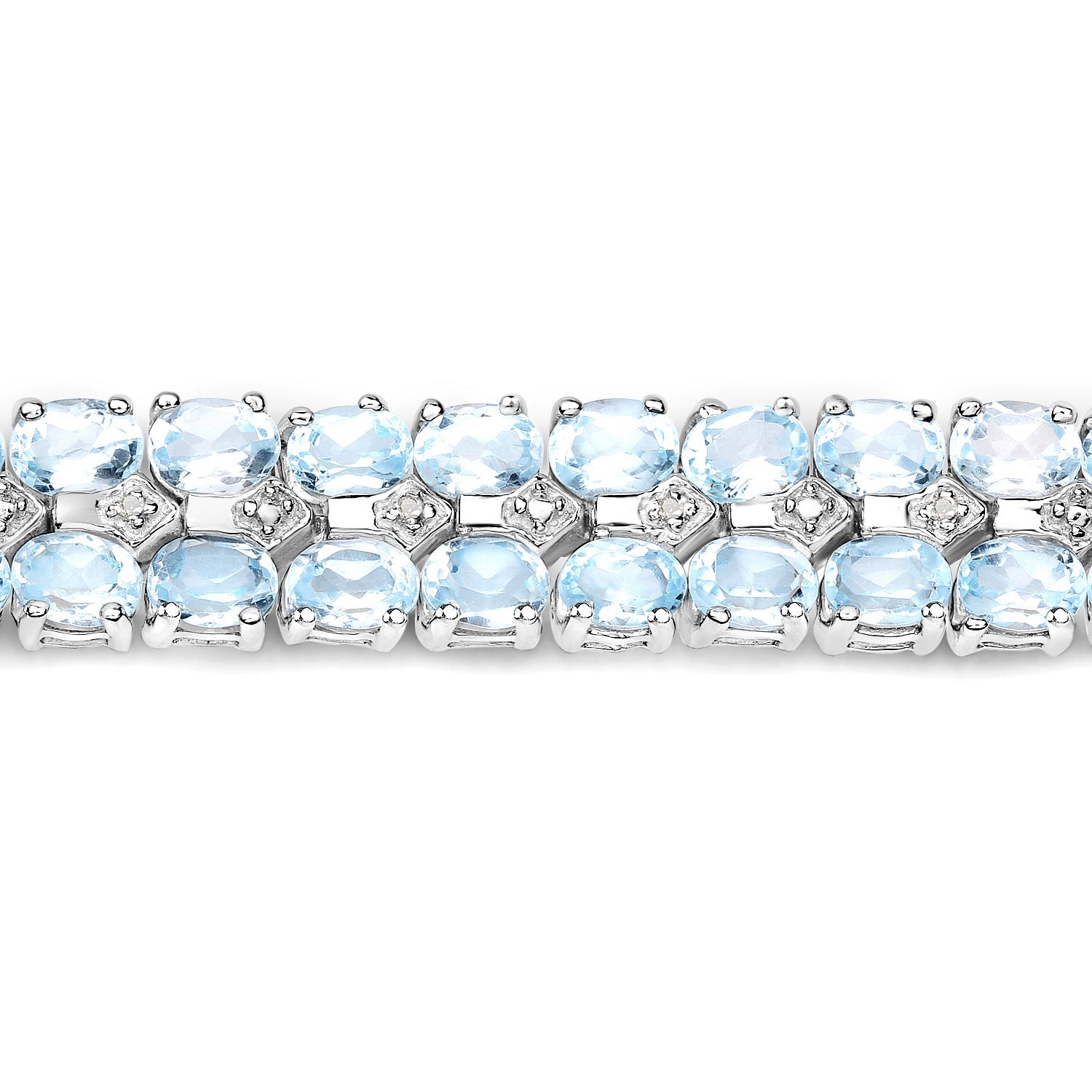 17.22 Carat Genuine Blue Topaz and White Diamond .925 Sterling Silver Bracelet by Bids.com