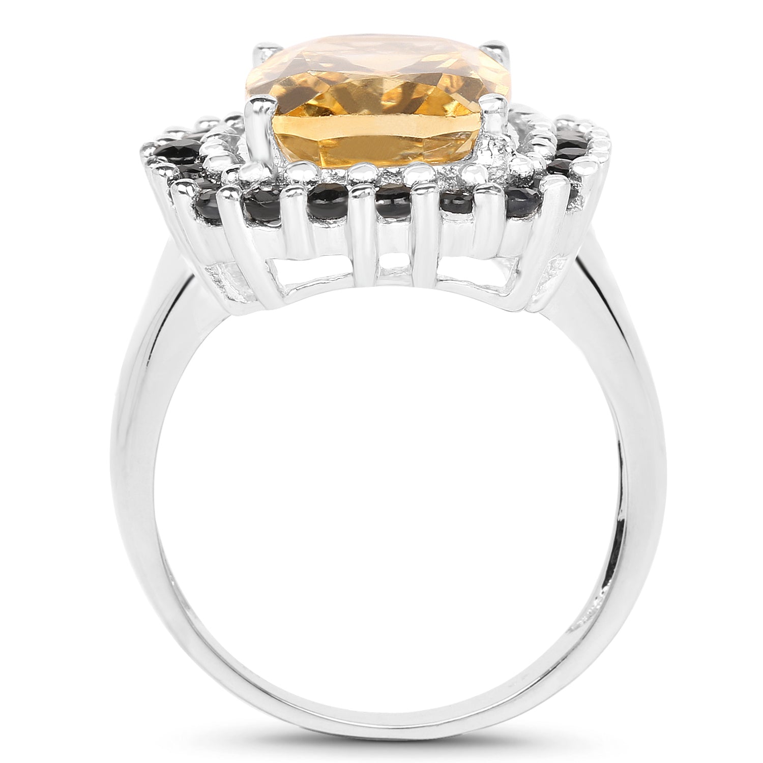 7.46 Carat Genuine Citrine and Black Spinel .925 Sterling Silver Ring by Bids.com