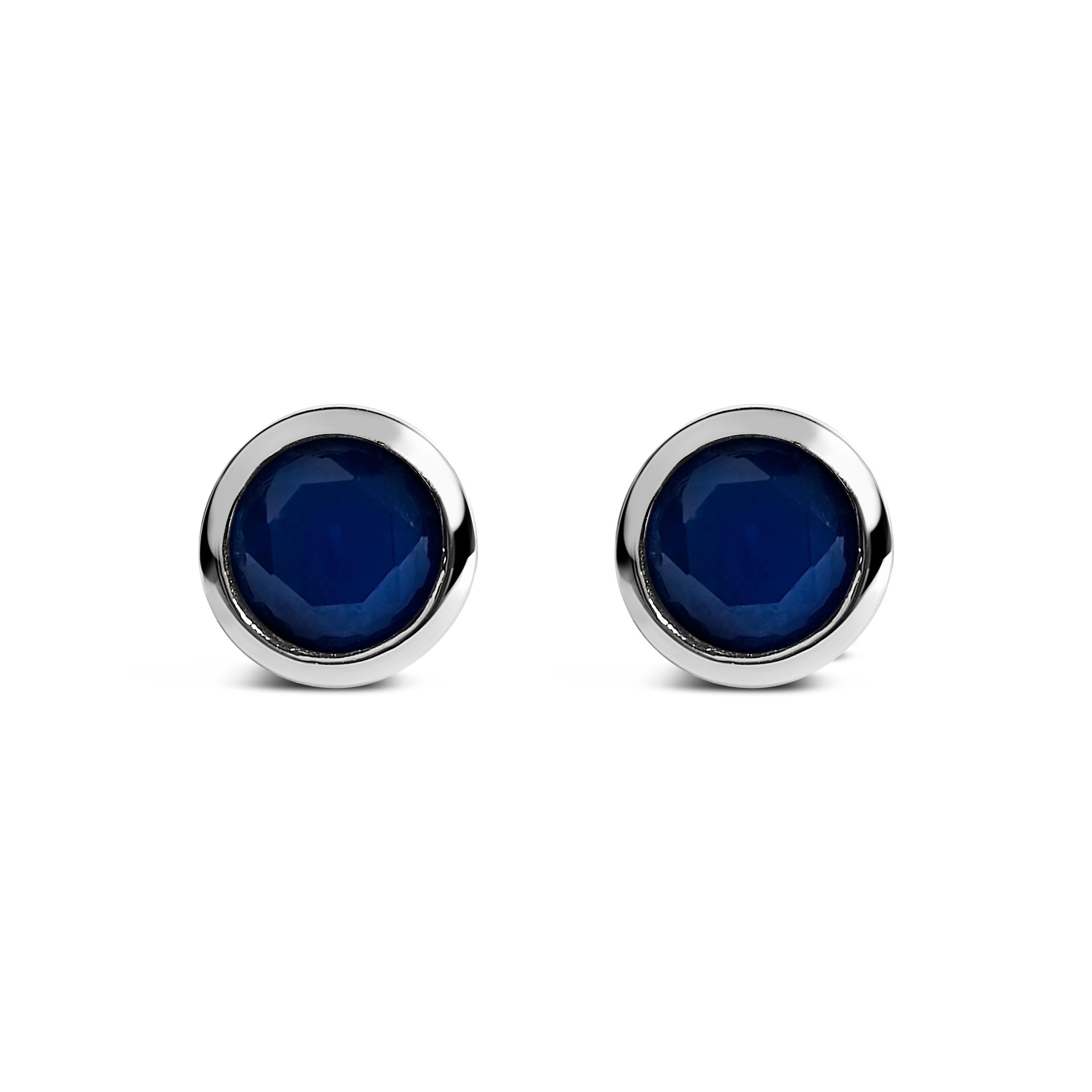 .925 Sterling Silver 6MM Bezel Set Created Purple Amethyst Solitaire Stud Earrings by Bids.com