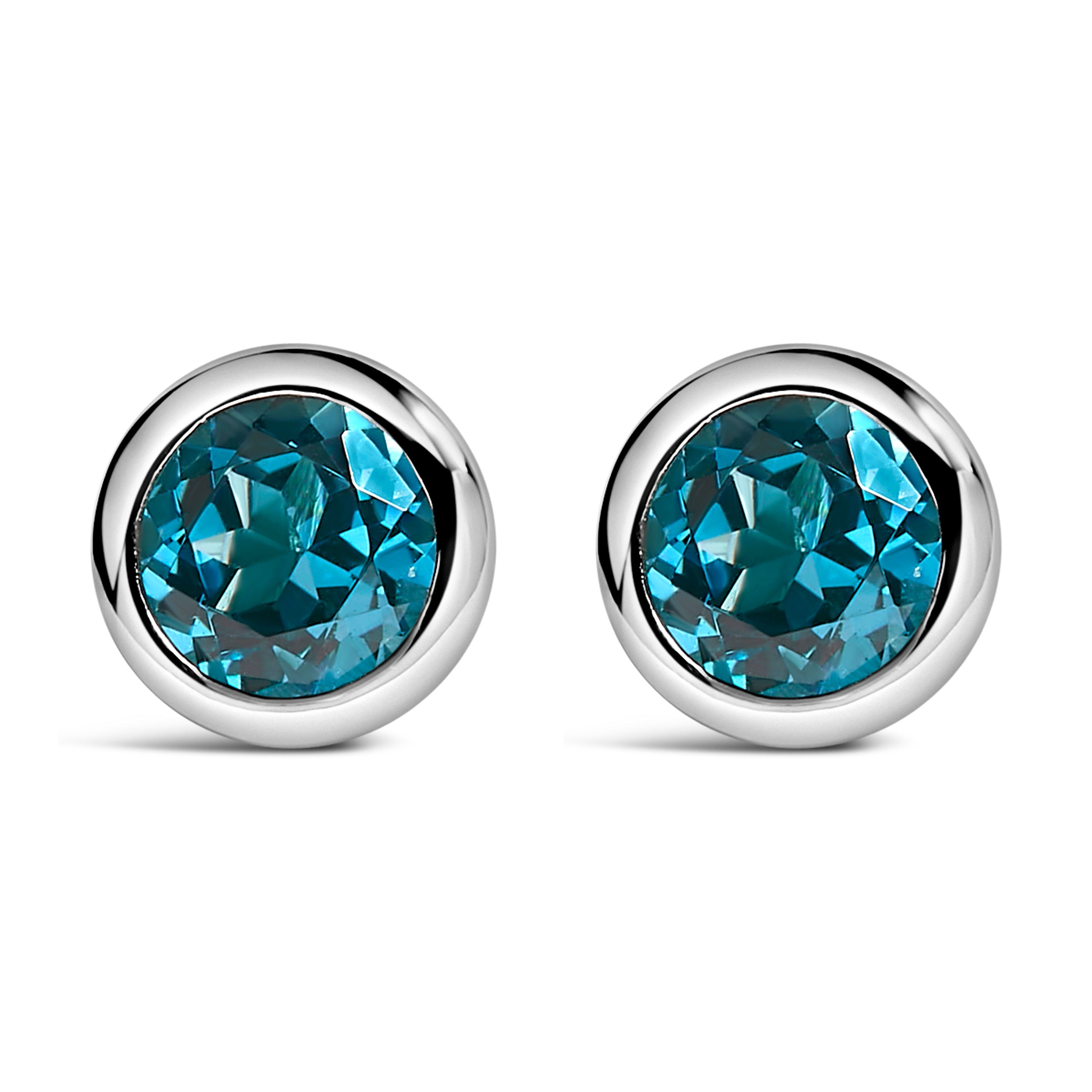 .925 Sterling Silver 6MM Bezel Set Created Purple Amethyst Solitaire Stud Earrings by Bids.com