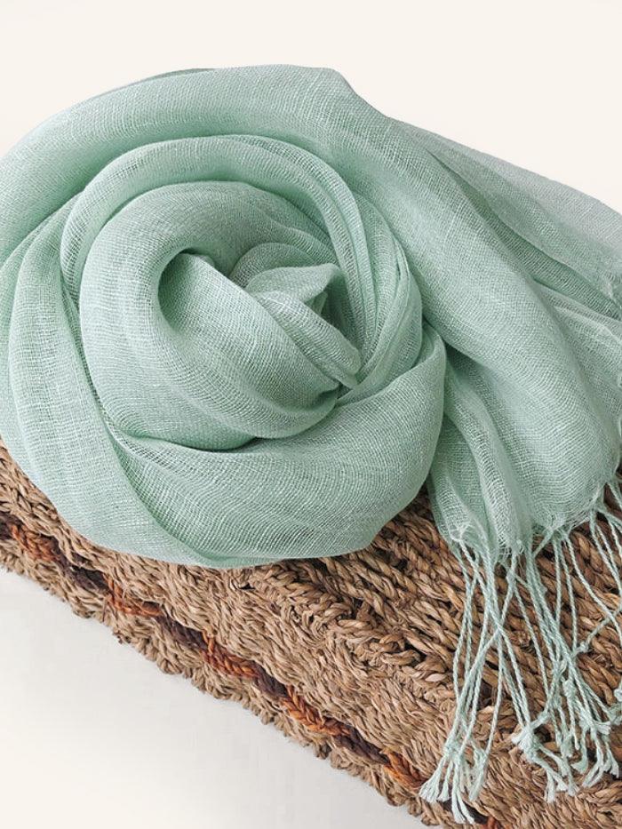 100% Linen Lightweight Solid Color Scarf BIANCA