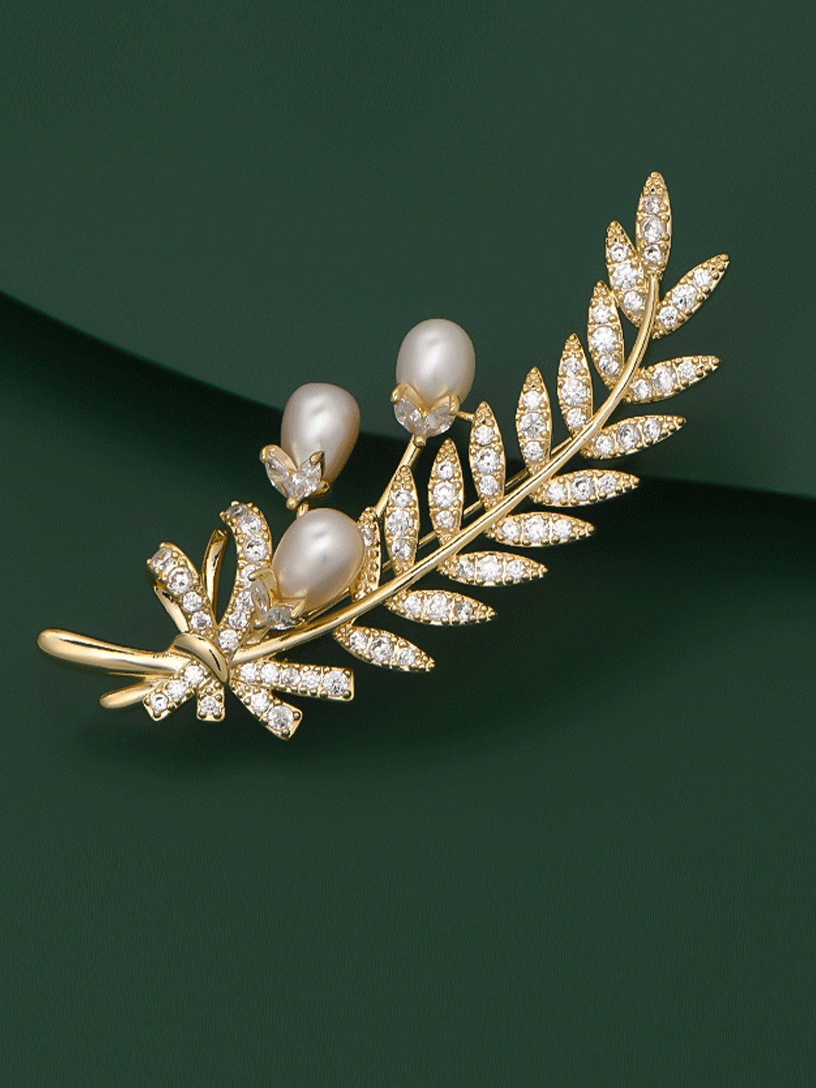 Freshwater Pearl & Alloy Wheat Ear Brooch by LINTICO