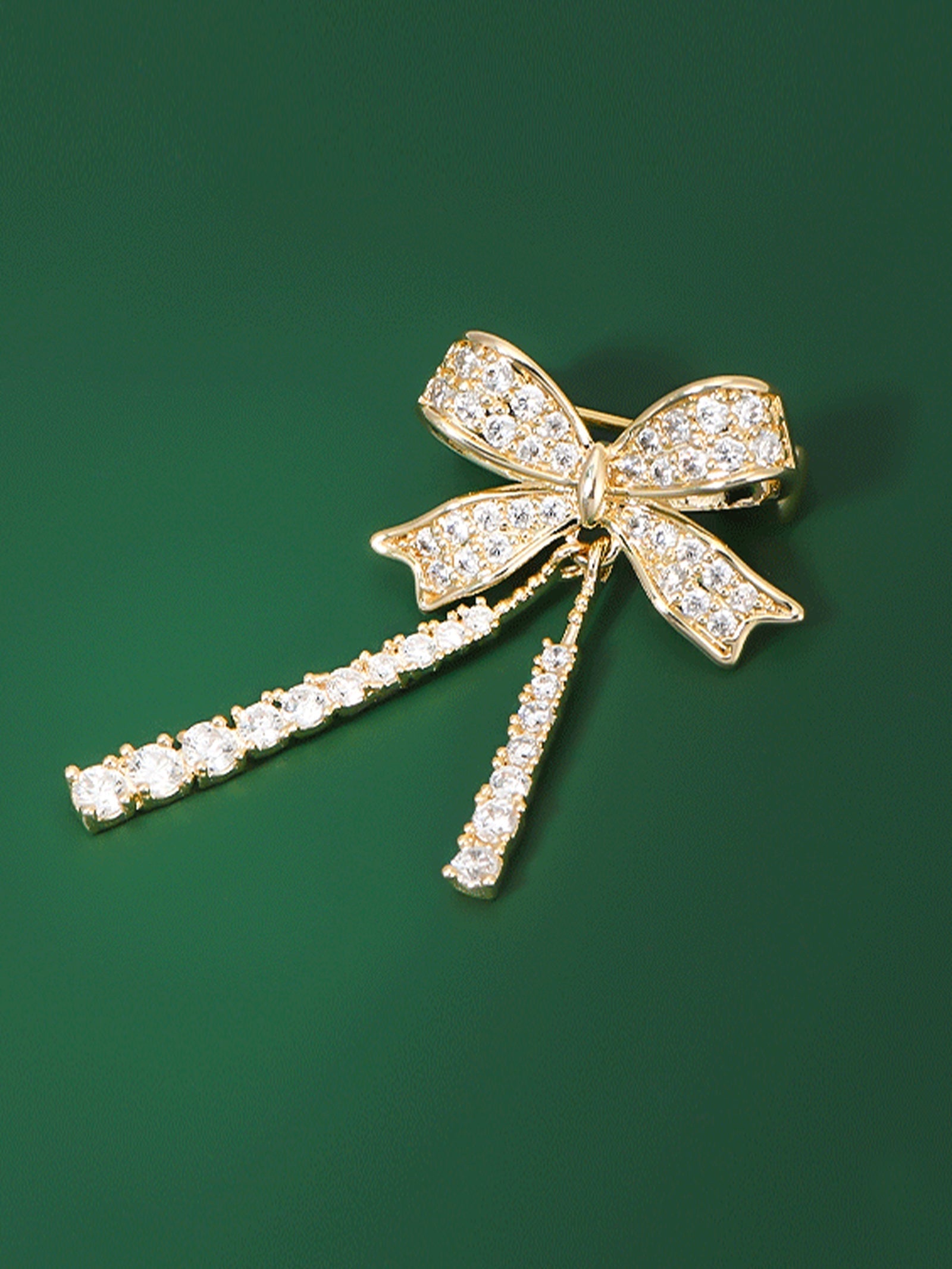 Alloy & Crystal Bow Fringed Mini Brooch DestGlow