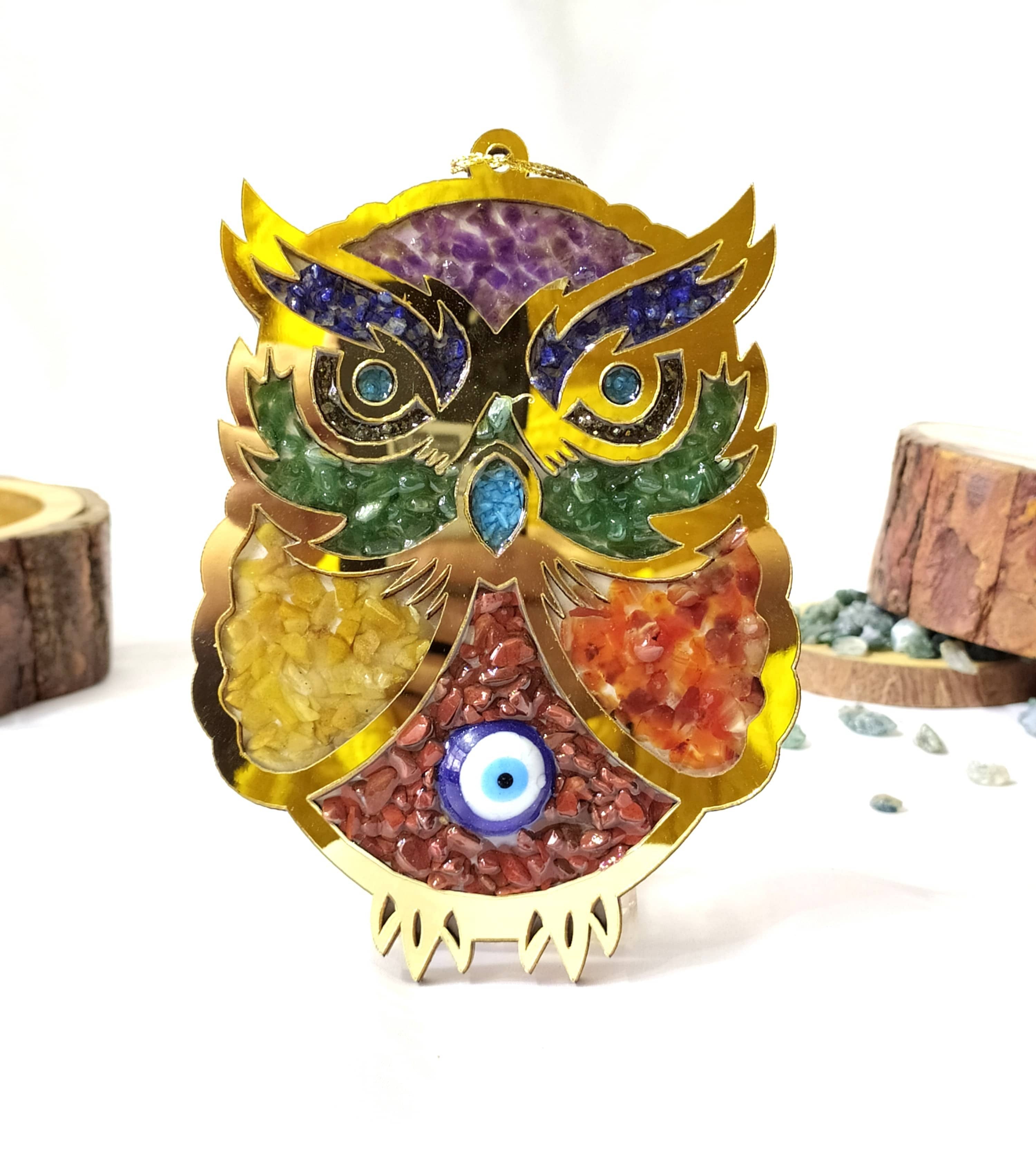 Owl Hanging, Home Protection Charm, Crystal Wall Hanging DestGlow